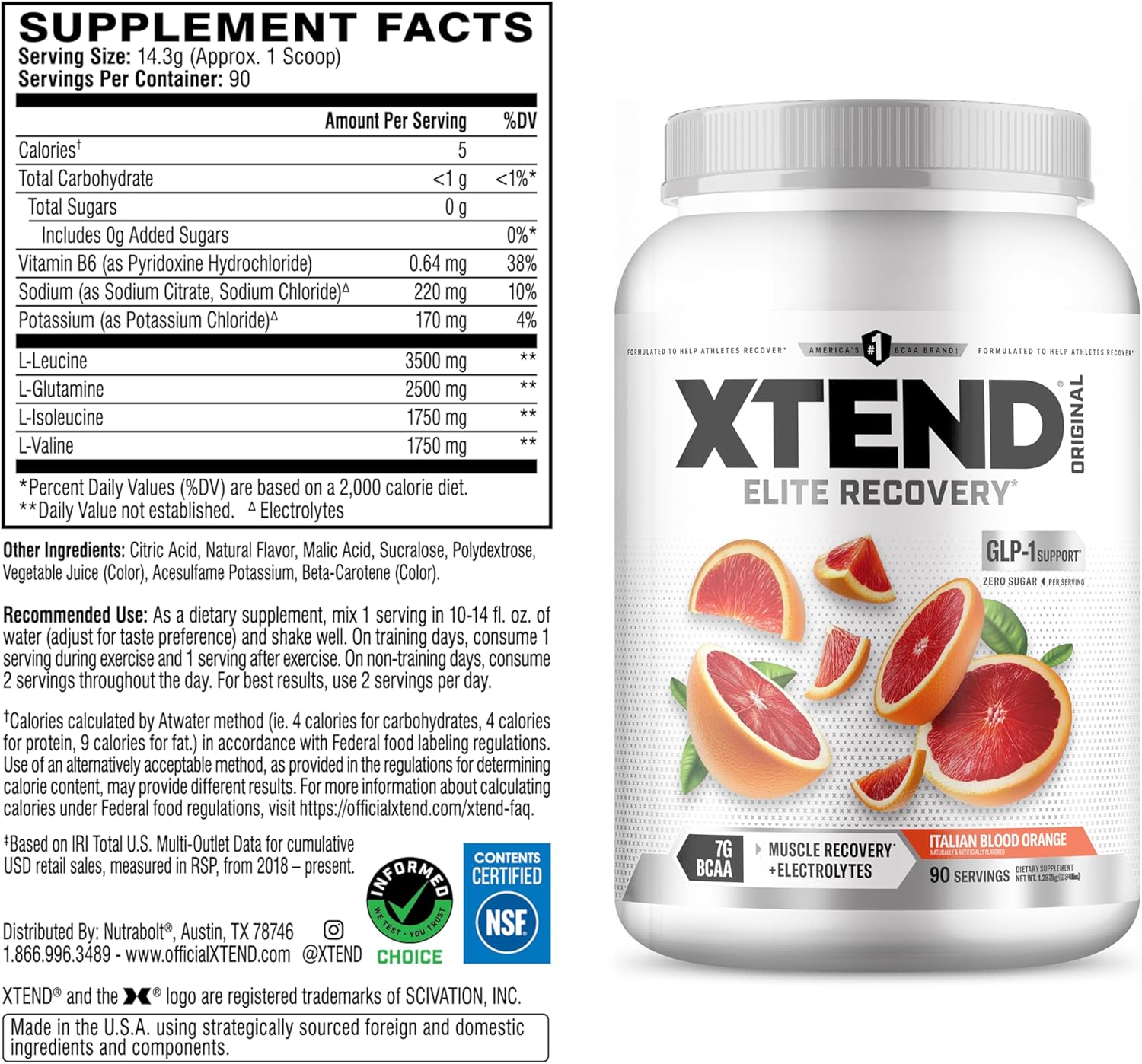 Xtend Original BCAA Powder 7g BCAA and 2.5g L-Glutamine, Sugar Free Post - View 2