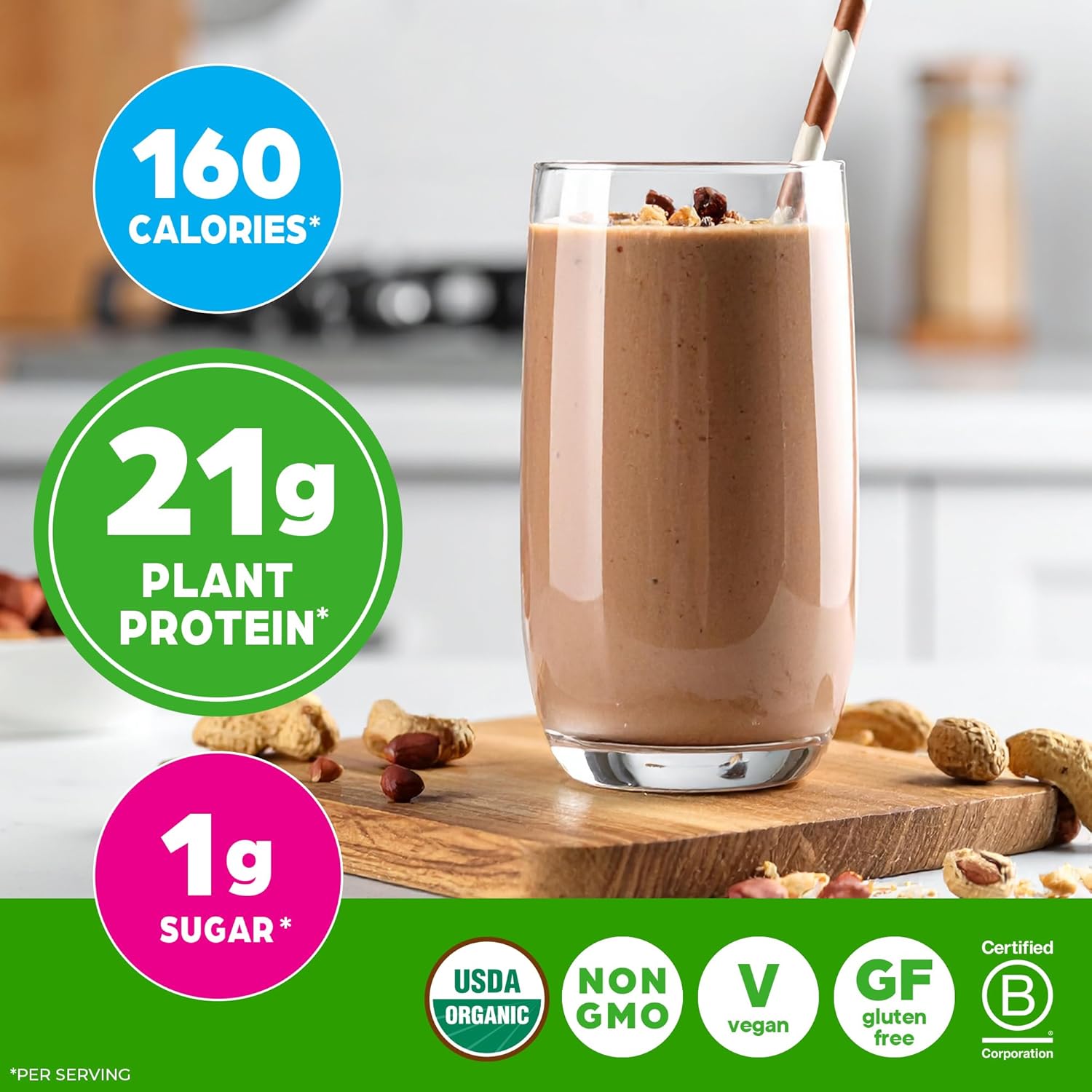 Orgain Organic Vegan Protein Powder, Chocolate Peanut Butter - 21g Plant - View 6