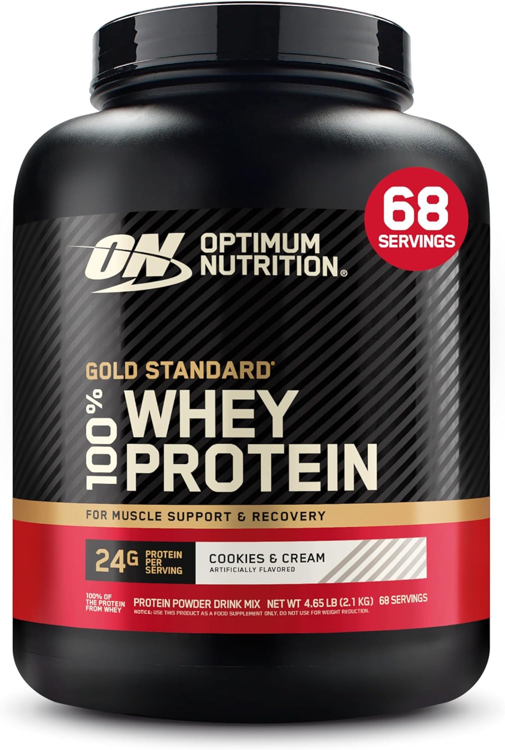 Optimum Nutrition Gold Standard 100% Whey Protein Powder, Cookies & Cream, 5