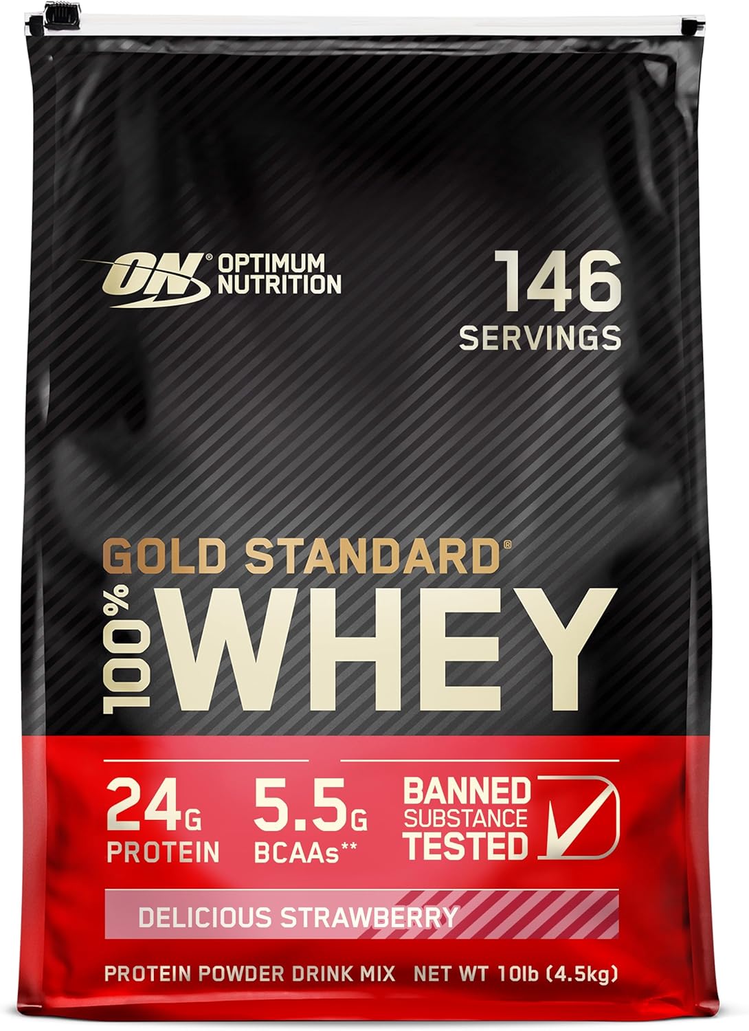 Optimum Nutrition Gold Standard 100% Whey Protein Powder, Delicious Strawberry,
