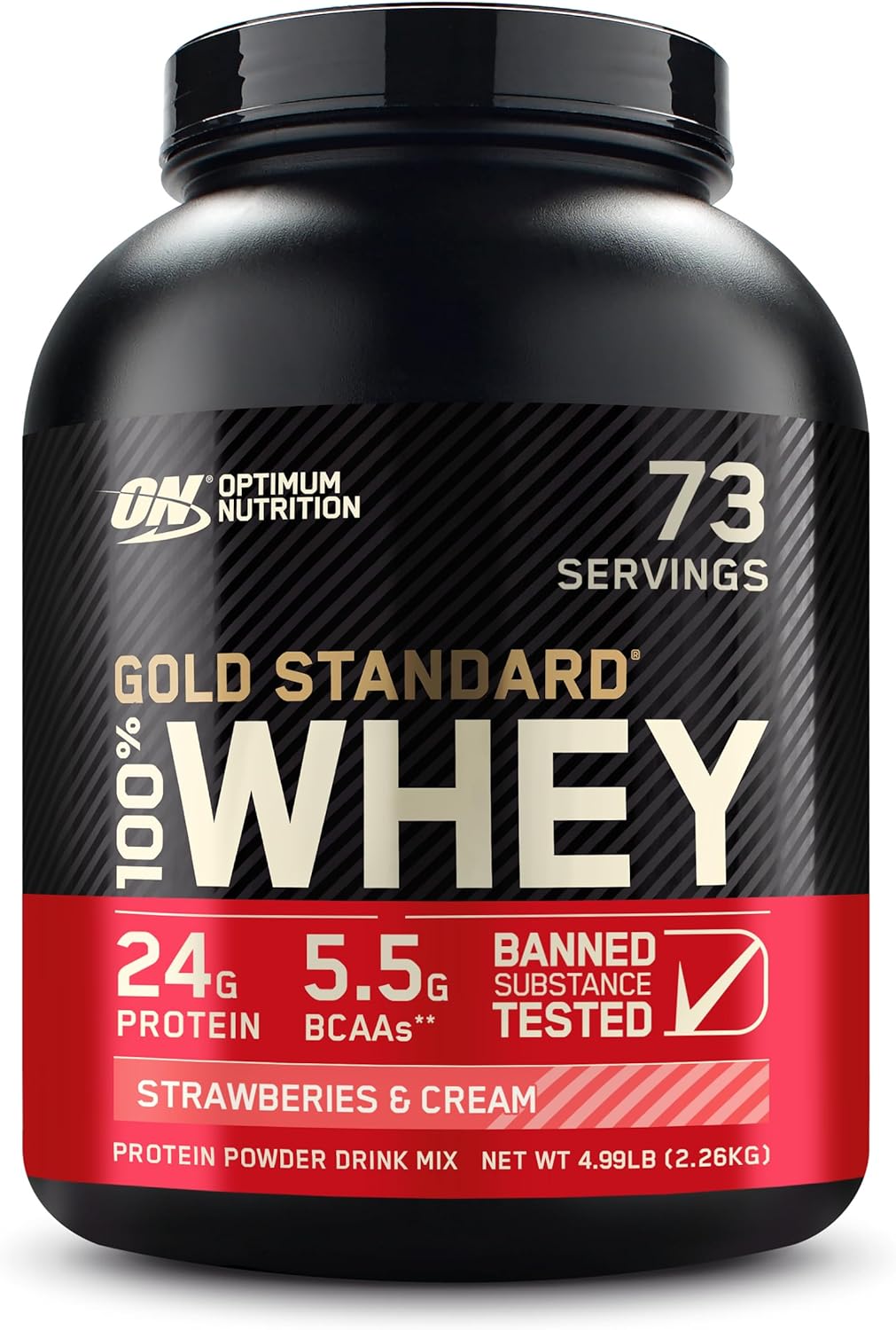 Optimum Nutrition Gold Standard 100% Whey Protein Powder, Strawberries & Cream,
