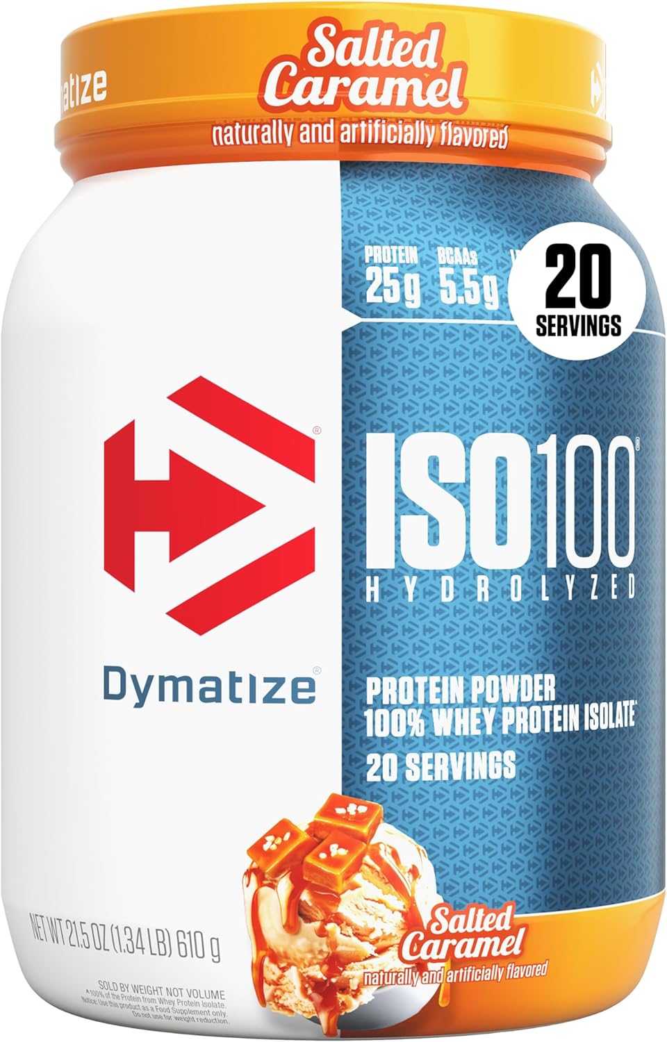 Dymatize ISO100 Whey Protein Powder Isolate, Salted Caramel, 25g of Protein,