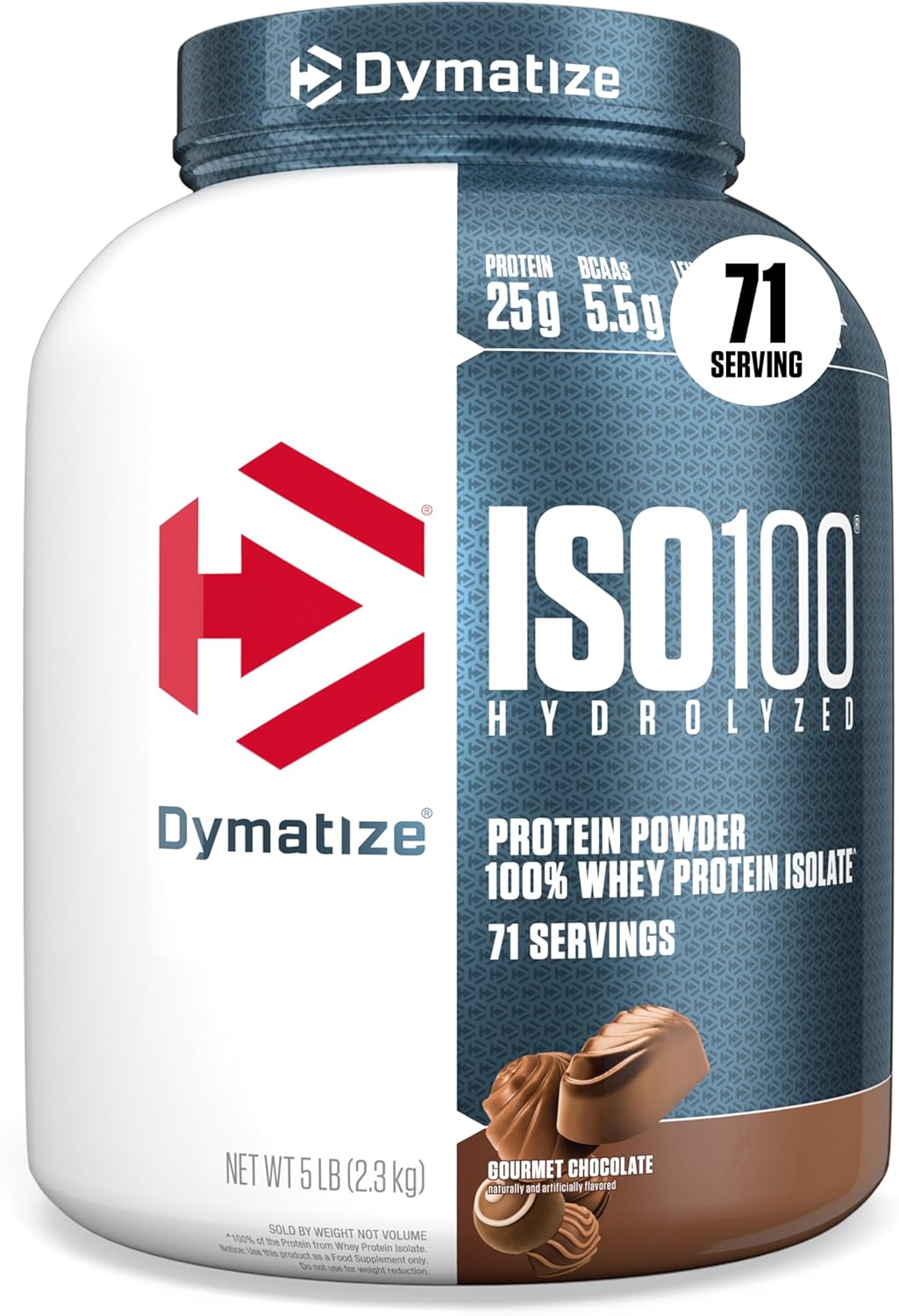 Dymatize ISO100 Whey Protein Powder Isolate, Gourmet Chocolate, 25g of Protein,