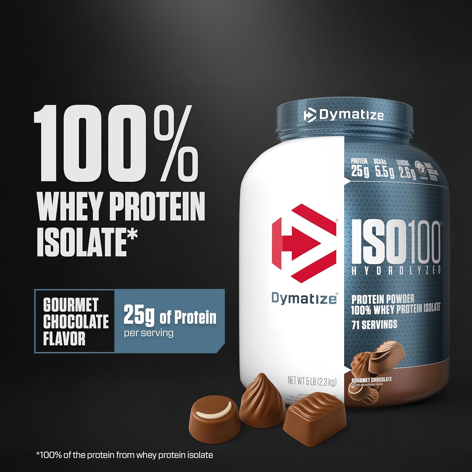 Dymatize ISO100 Whey Protein Powder Isolate, Gourmet Chocolate, 25g of Protein, - View 2
