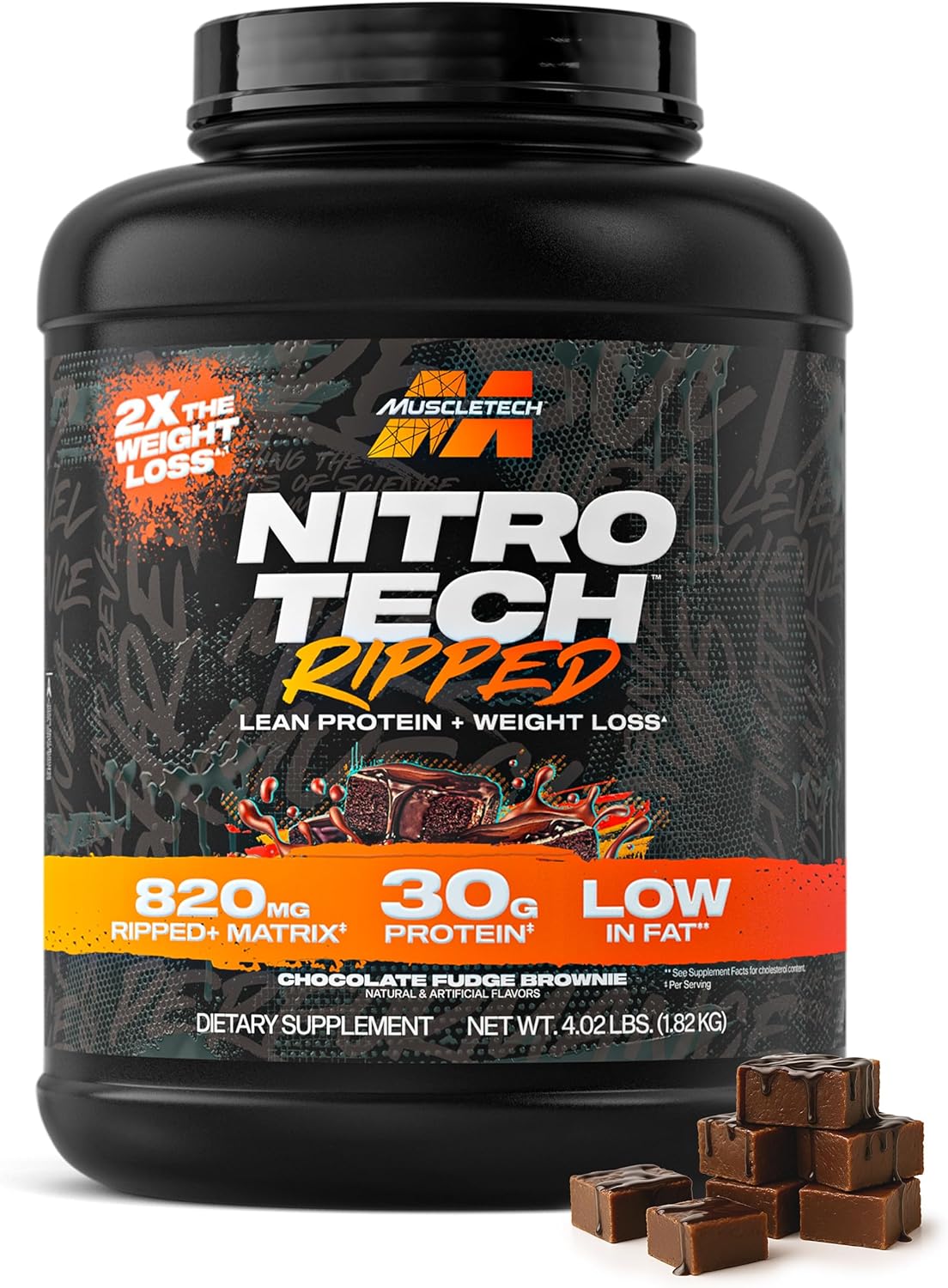Muscletech Whey Protein Powder (Chocolate Fudge Brownie, 4LB) - Nitro-Tech