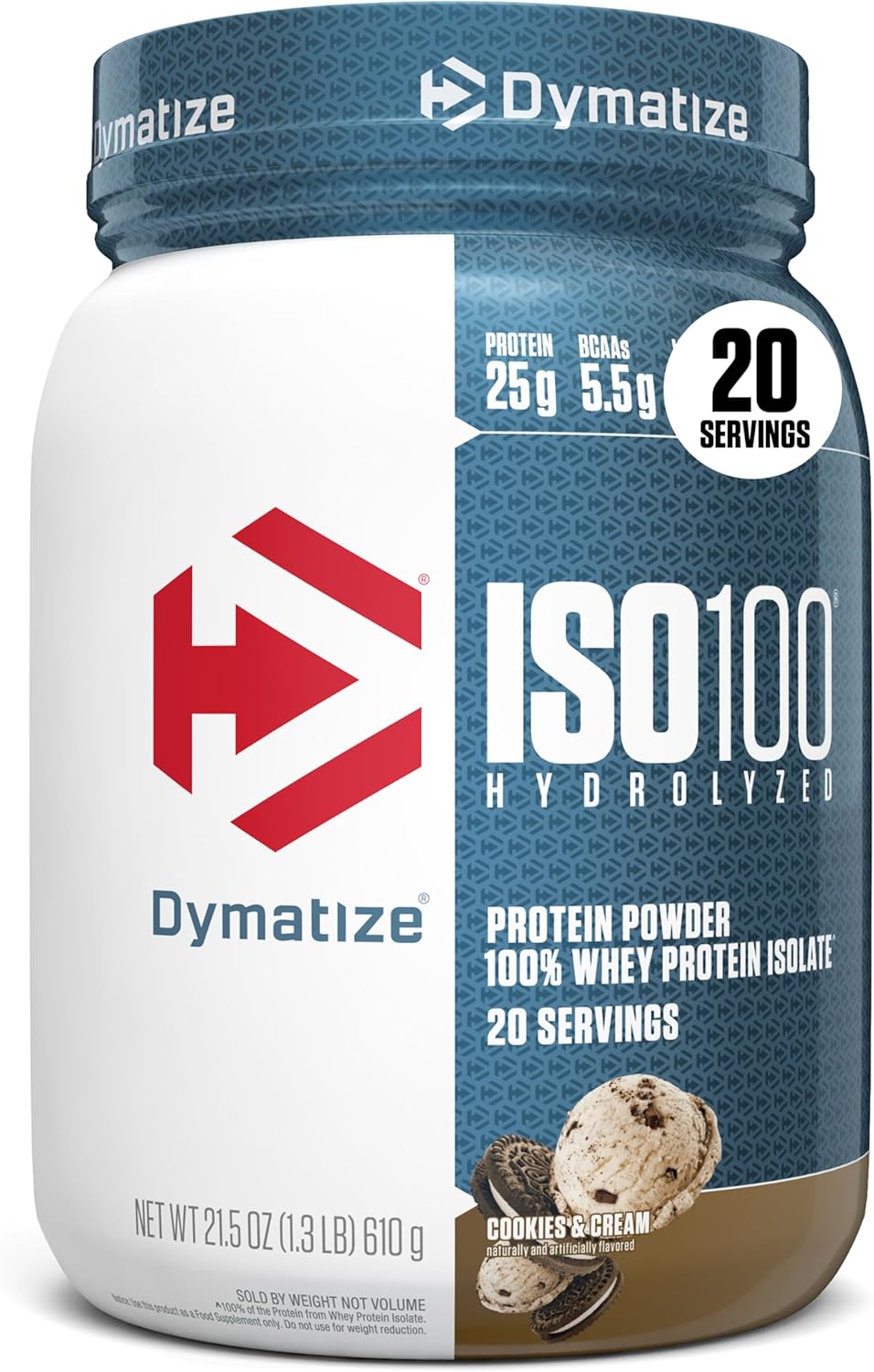 Dymatize ISO100 Whey Protein Powder Isolate, Cookies & Cream, 25g of Protein,