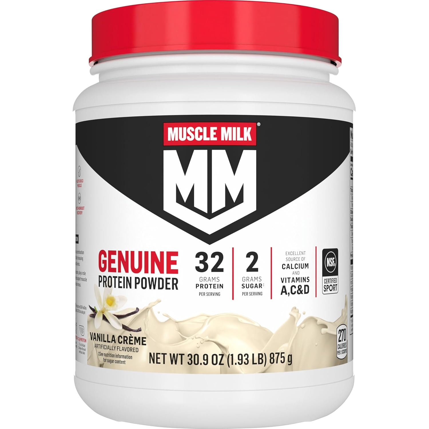 Muscle Milk Genuine Protein Powder, Vanilla Crème, 1.93 Pounds, 12 Servings,