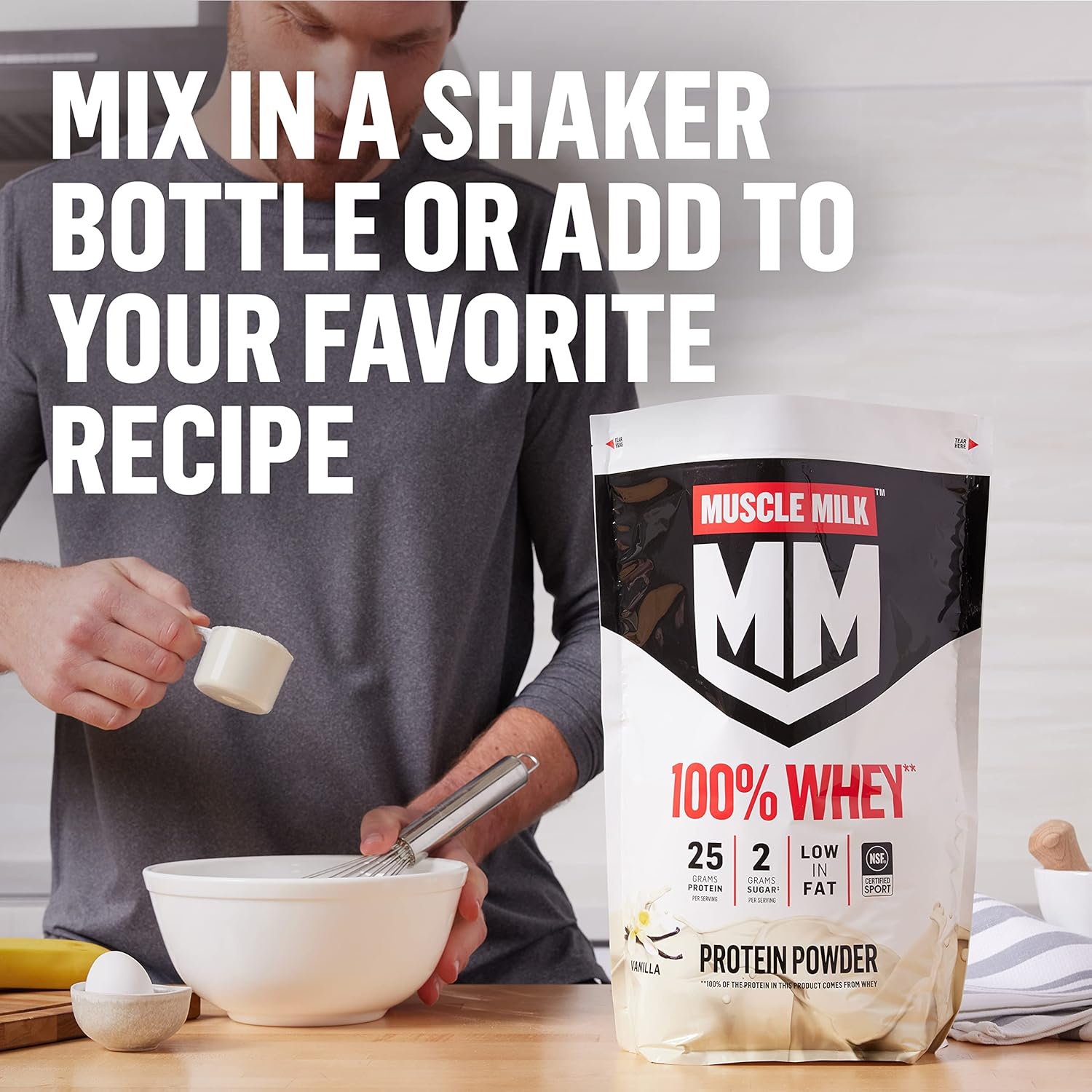 Muscle Milk 100% Whey Protein Powder, Chocolate, 5 Pound, 66 Servings, 25g - View 5