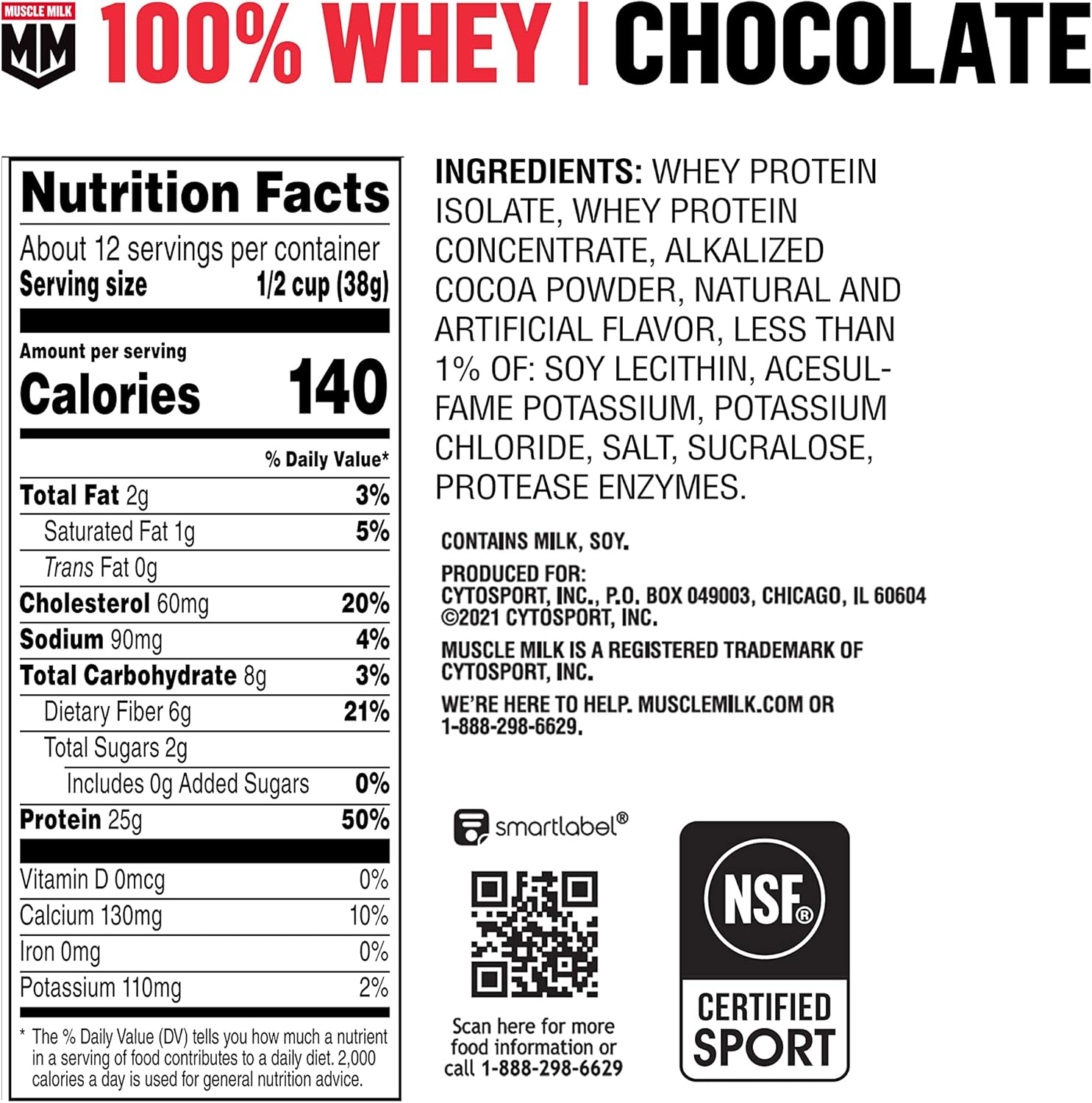 Muscle Milk 100% Whey Protein Powder, Chocolate, 5 Pound, 66 Servings, 25g - View 6