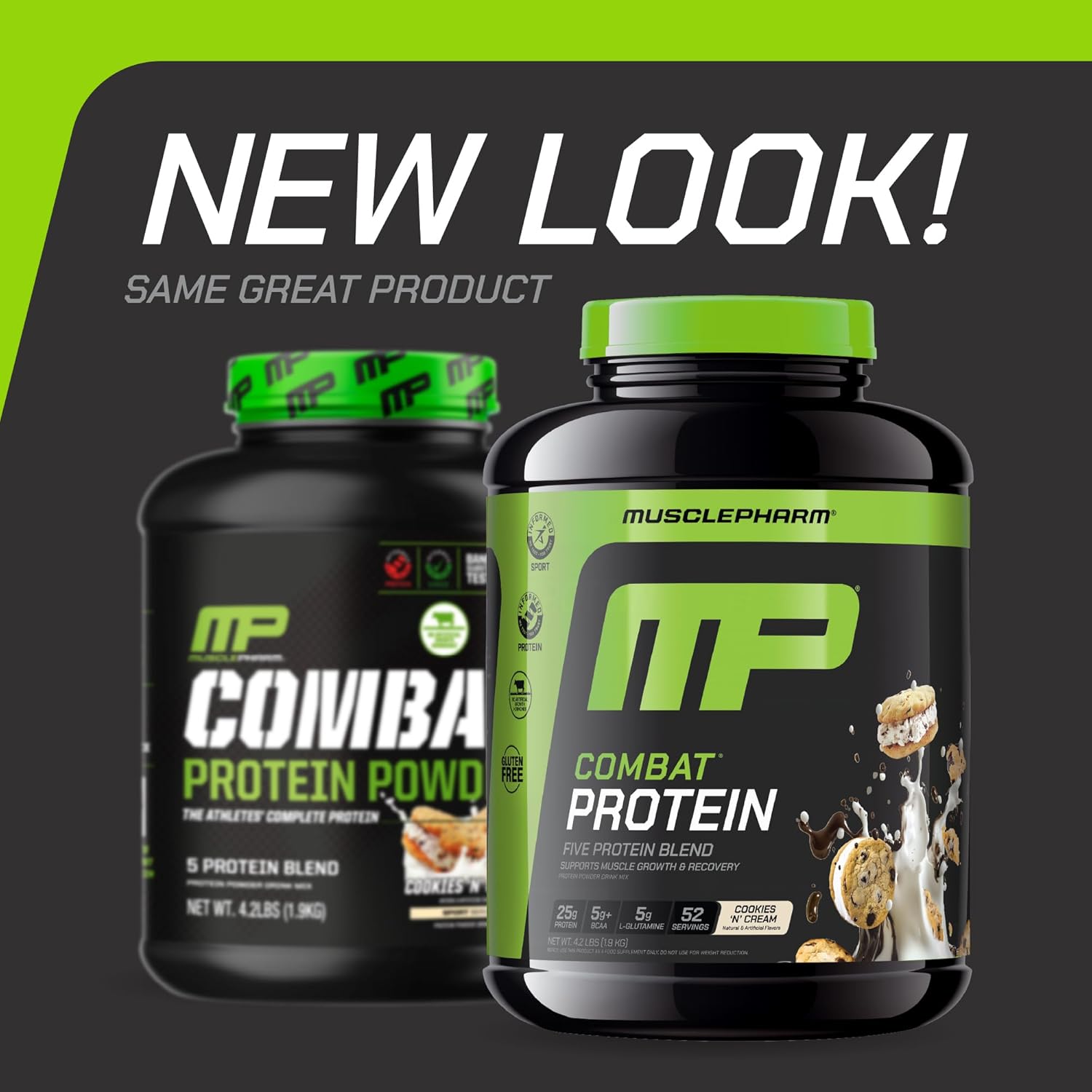 MusclePharm Combat Protein Powder, Cookies ‘N’ Cream Flavor, Fuels Muscles for - View 2