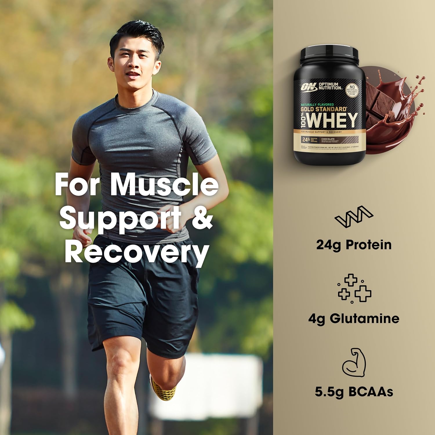 Optimum Nutrition Gold Standard 100% Whey Protein Powder, Naturally Flavored - View 5