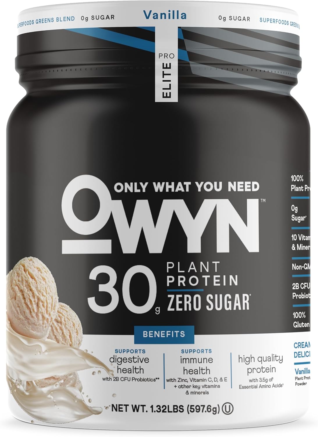 Owyn Only What You Need Pro Elite High Protein Powder, 30g Vegan Protein for