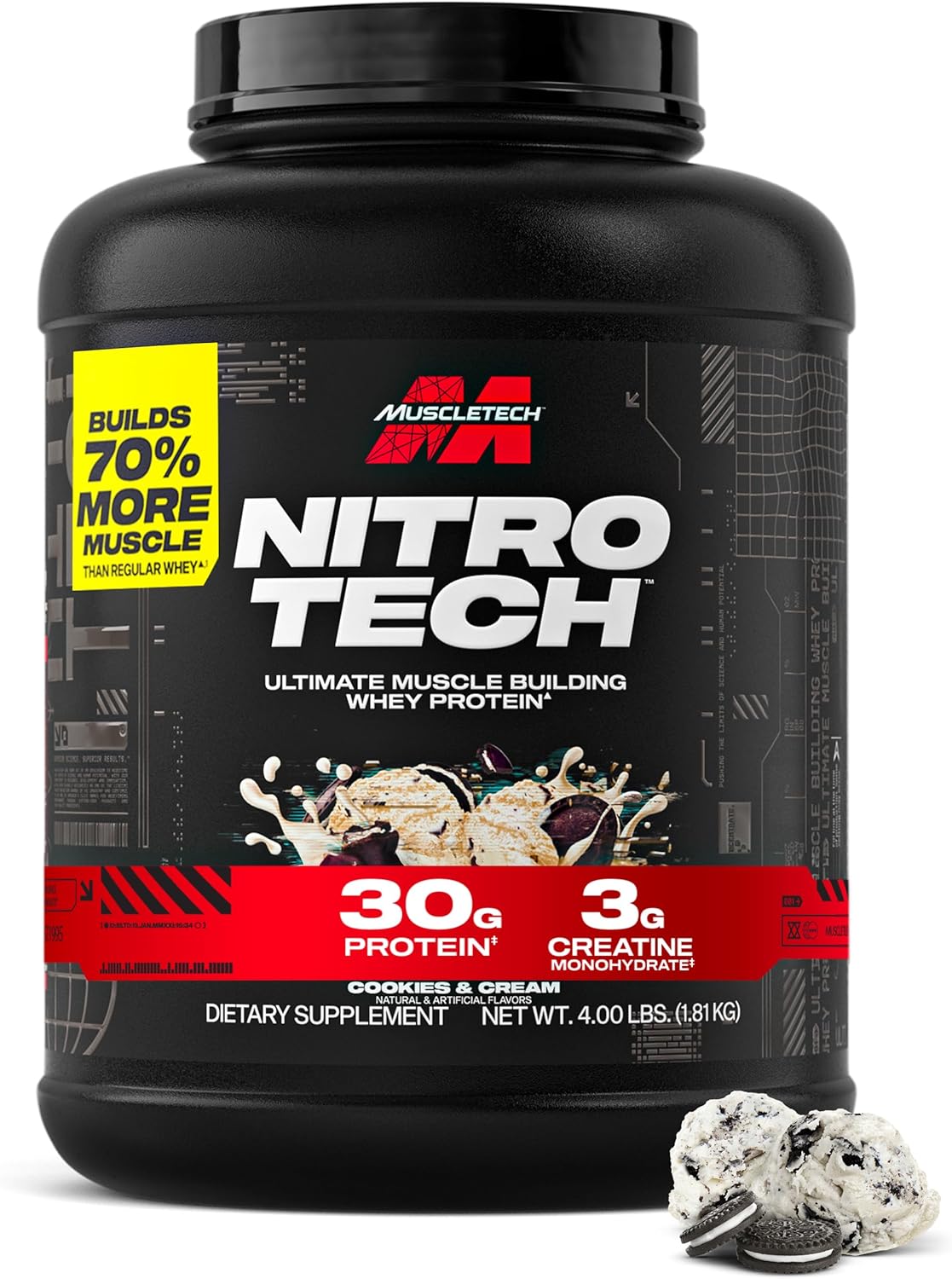 Muscletech Whey Protein Powder (Cookies & Cream, 4 Pound) - Nitro-Tech Ultimate