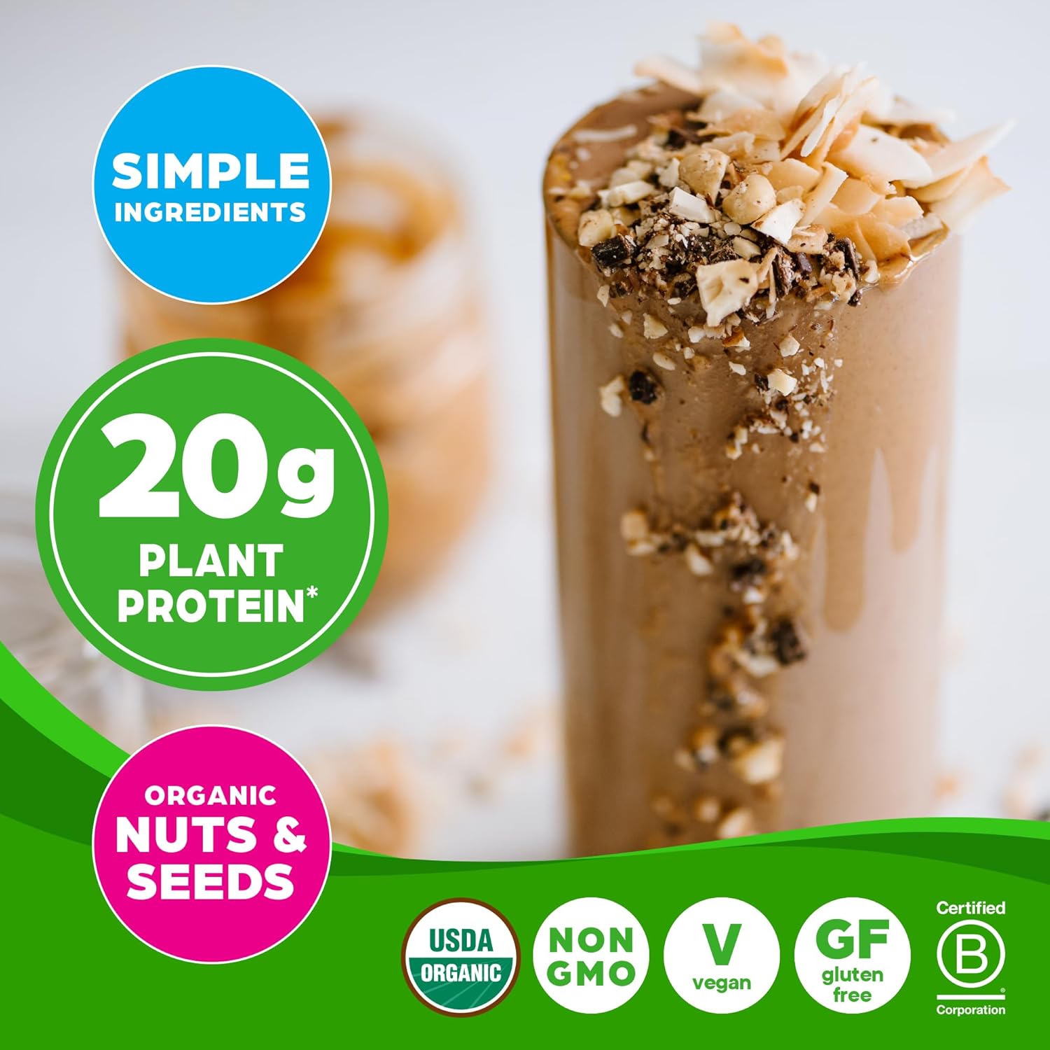 Orgain Organic Simple Vegan Protein Powder, Peanut Butter - 20g Plant Based - View 4