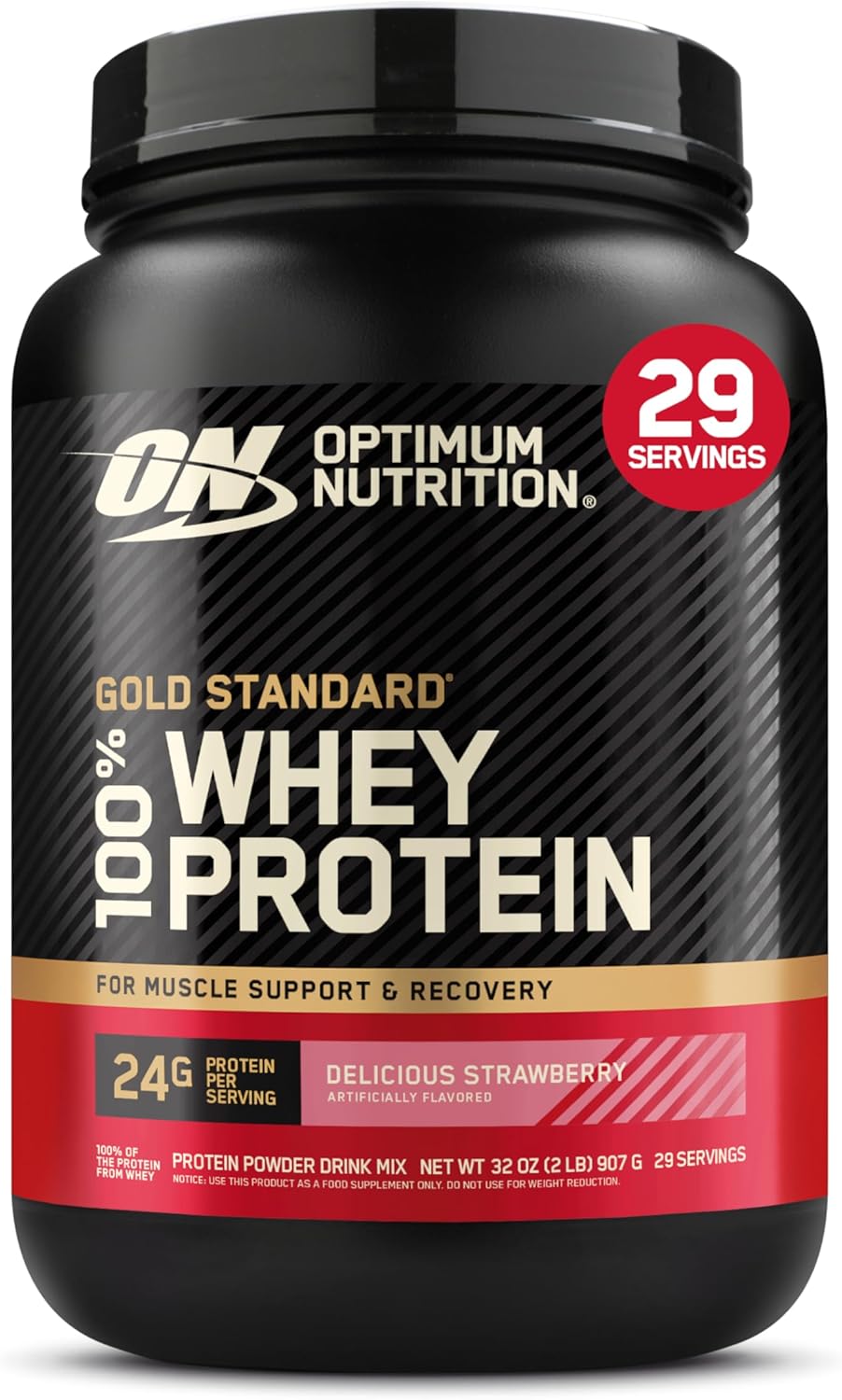 Optimum Nutrition Gold Standard 100% Whey Protein Powder, Delicious Strawberry,