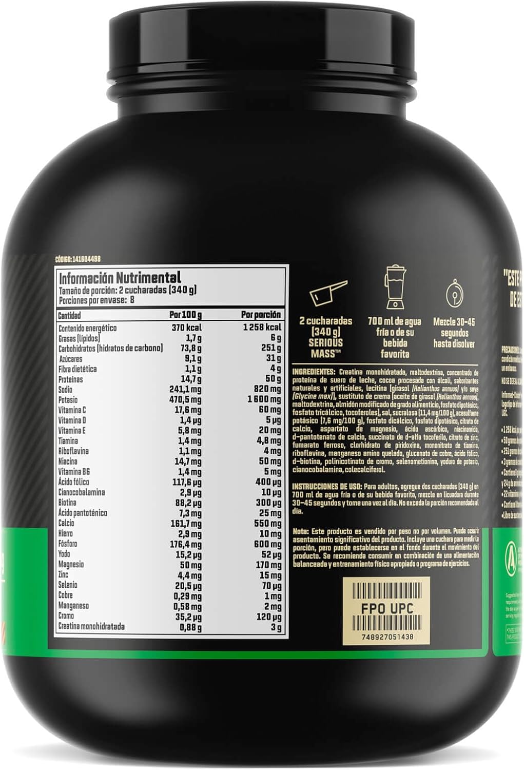 Optimum Nutrition Serious Mass, Weight Gainer Protein Powder, Mass Gainer, - View 4
