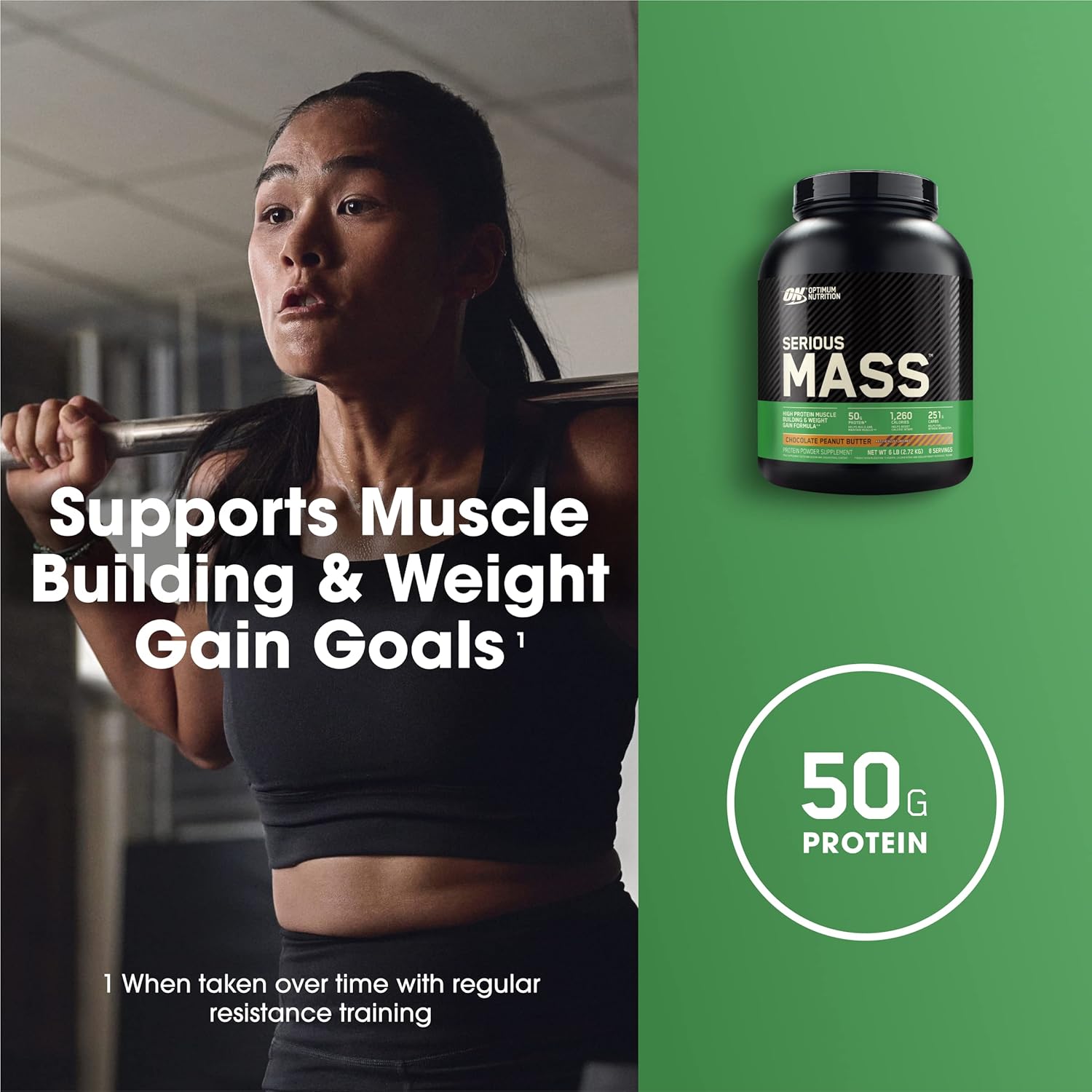 Optimum Nutrition Serious Mass, Weight Gainer Protein Powder, Mass Gainer, - View 5