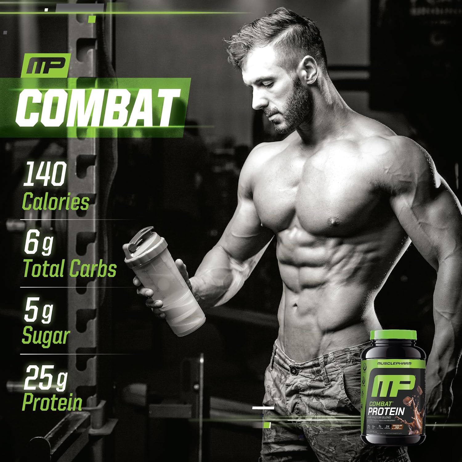 Muscle Pharm Combat Protein Powder, Chocolate Milk Flavor, Fuels Muscles for - View 5