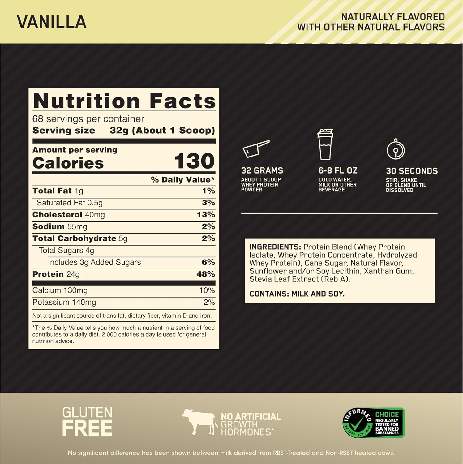 Optimum Nutrition Gold Standard 100% Whey Naturally Flavored Protein Powder 4.8 - View 3