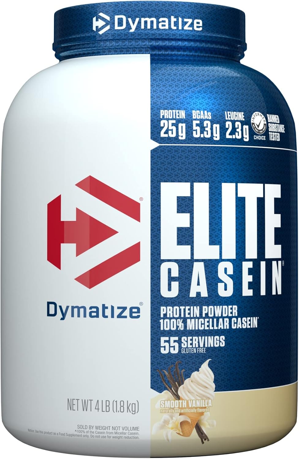 Dymatize Elite Casein Protein Powder, Vanilla, 100% Micellar Casein, 25g