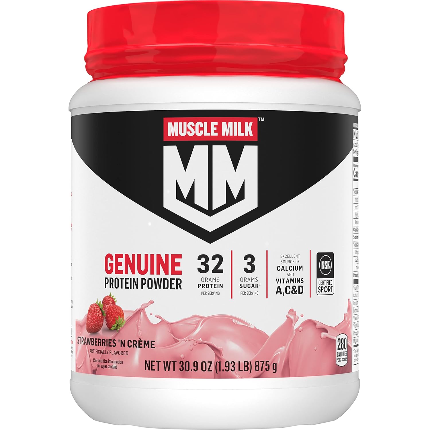 Muscle Milk Genuine Protein Powder, Strawberries ‘N Crème, 1.93 Pounds, 13