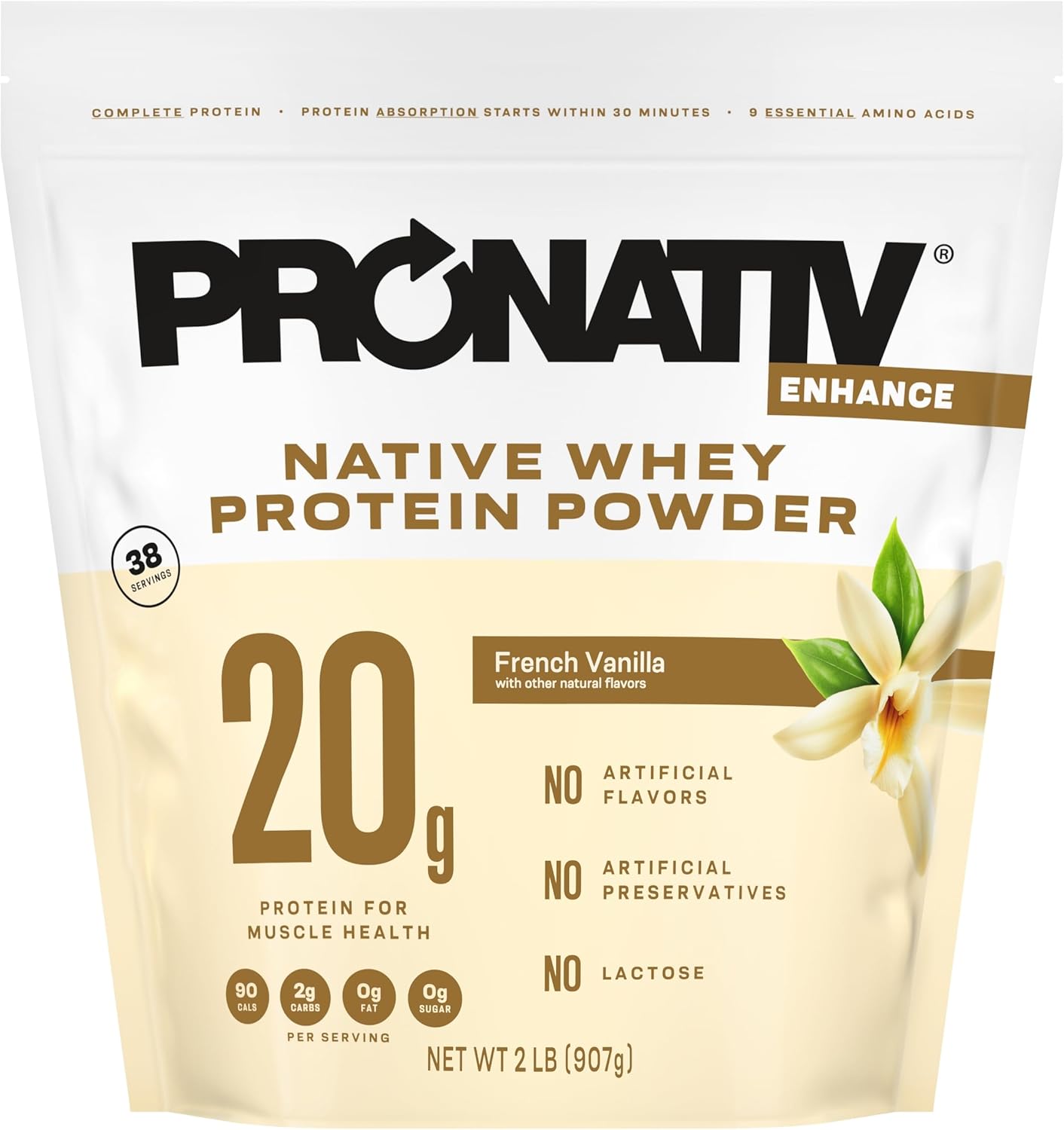 100% Whey Native Protein Powder, French Vanilla, 2 lb, Made from Farm Fresh