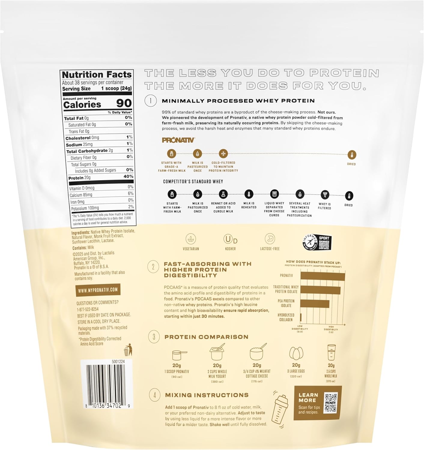 100% Whey Native Protein Powder, French Vanilla, 2 lb, Made from Farm Fresh - View 6