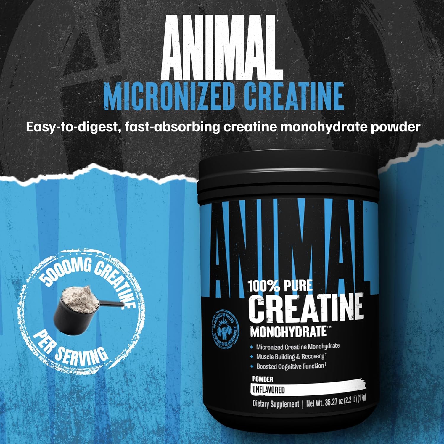 Animal Creatine Monohydrate Powder - Micronized Creatine for Women and Men, - View 2