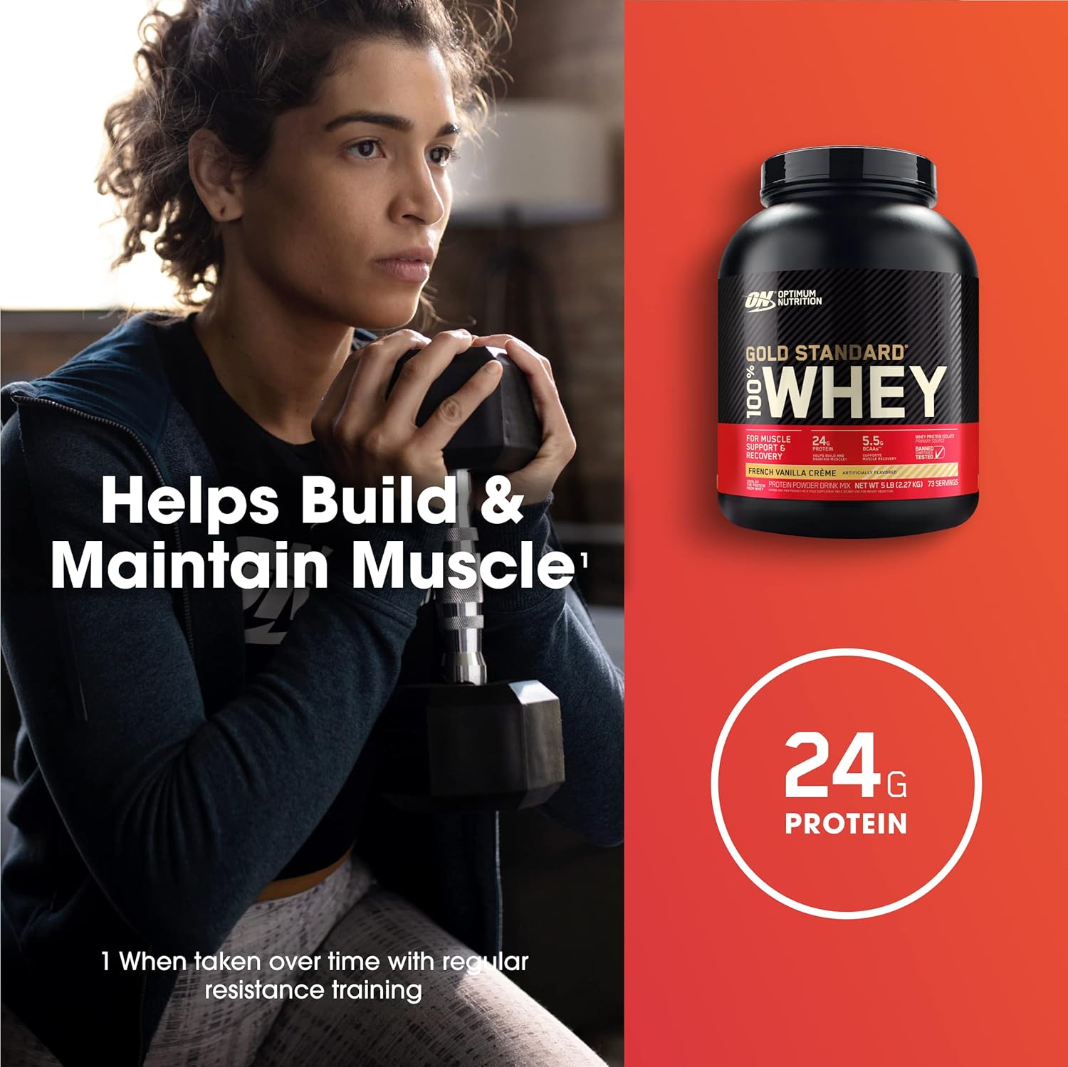 Optimum Nutrition Gold Standard 100% Whey Protein Powder, French Vanilla Crème, - View 6