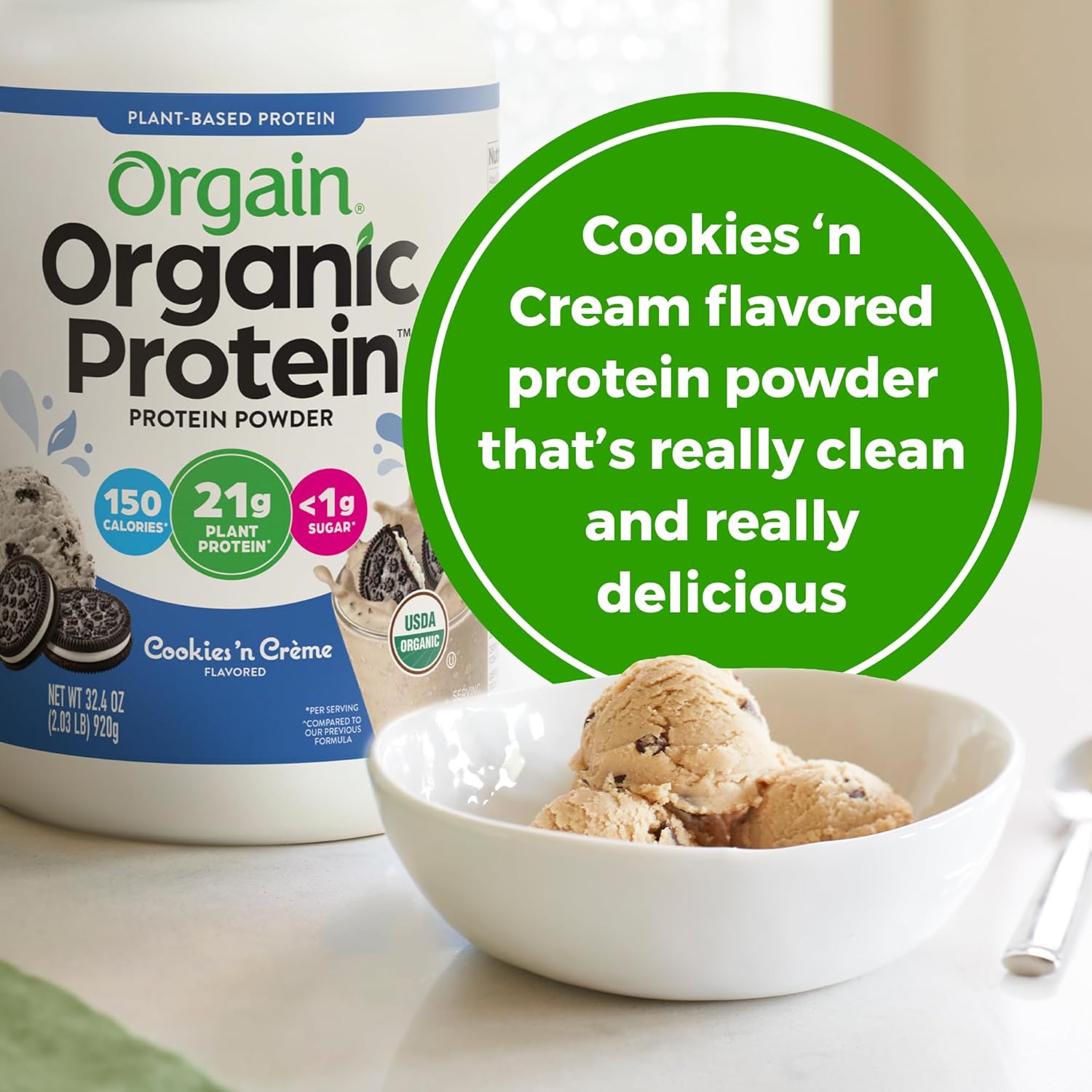 Orgain Organic Vegan Protein Powder, Cookies & Cream - 21g Plant Based Protein, - View 6