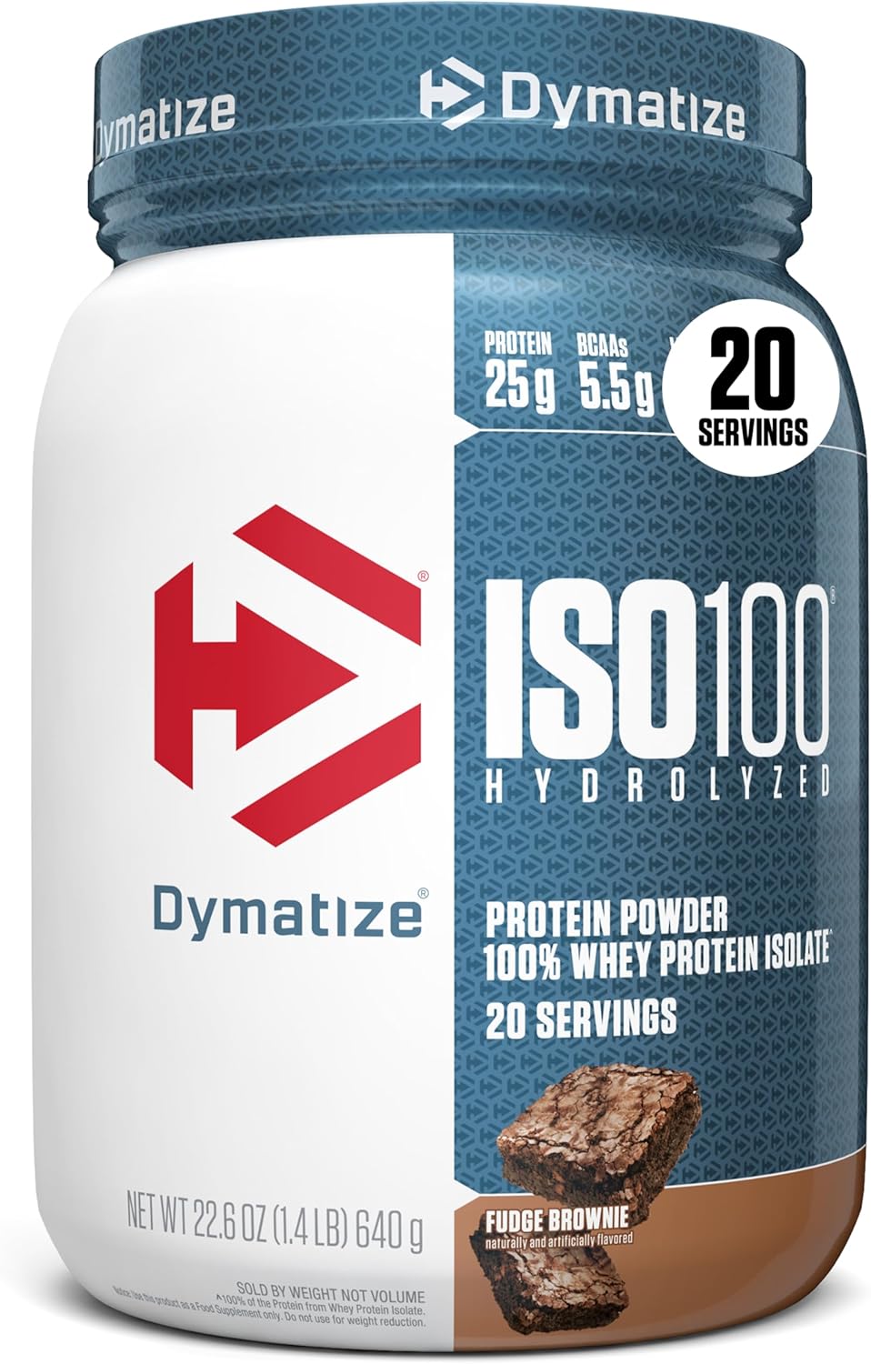 Dymatize ISO100 Whey Protein Powder Isolate, Fudge Brownie, 25g of Protein,
