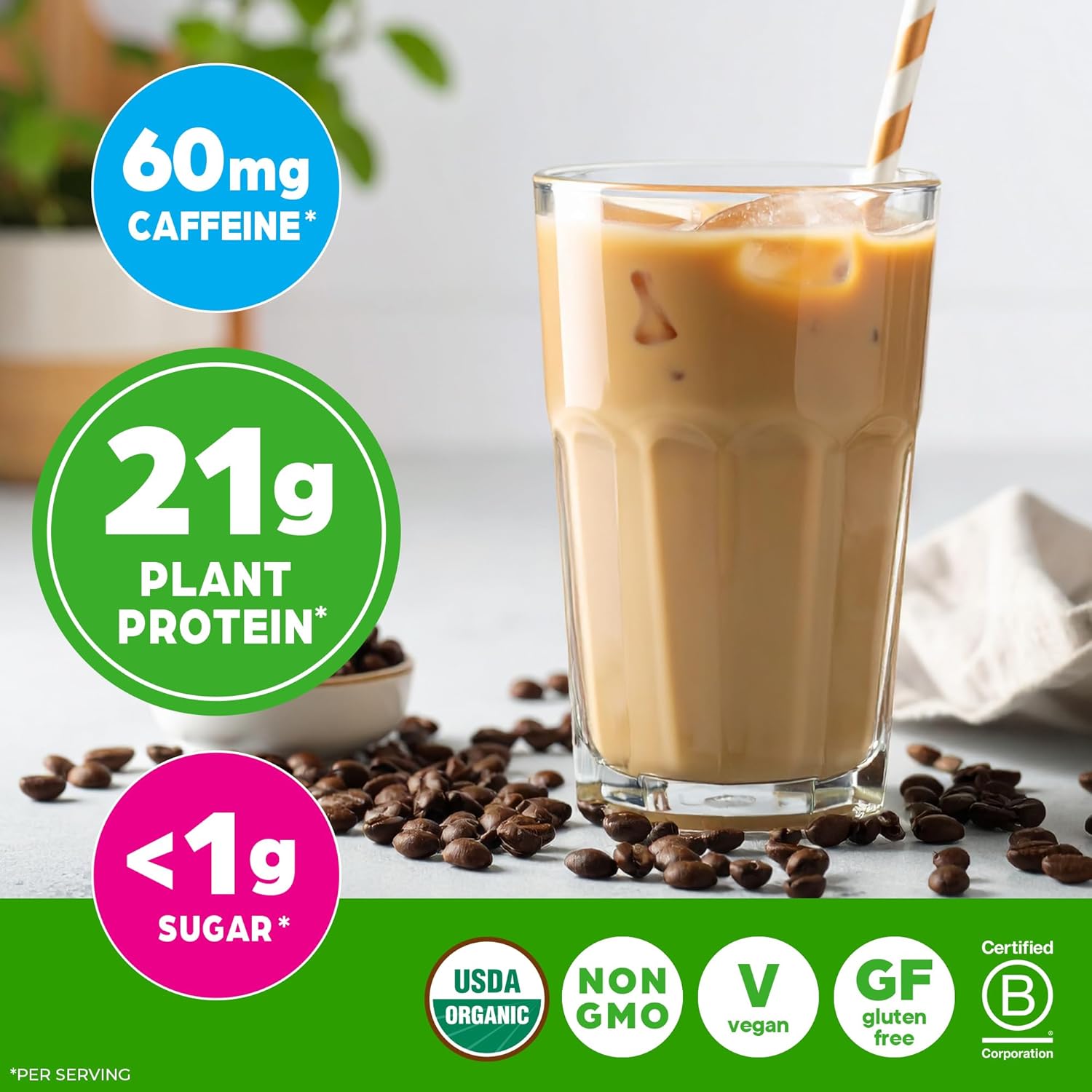 Orgain Organic Vegan Protein Powder, Iced Coffee - 21g Plant Protein, 60mg of - View 6