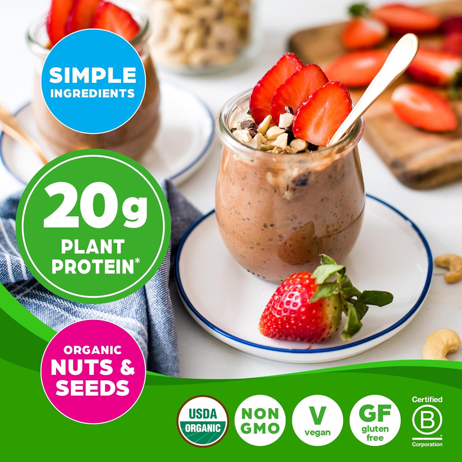 Orgain Organic Simple Vegan Protein Powder, Chocolate - 20g Plant Based - View 4