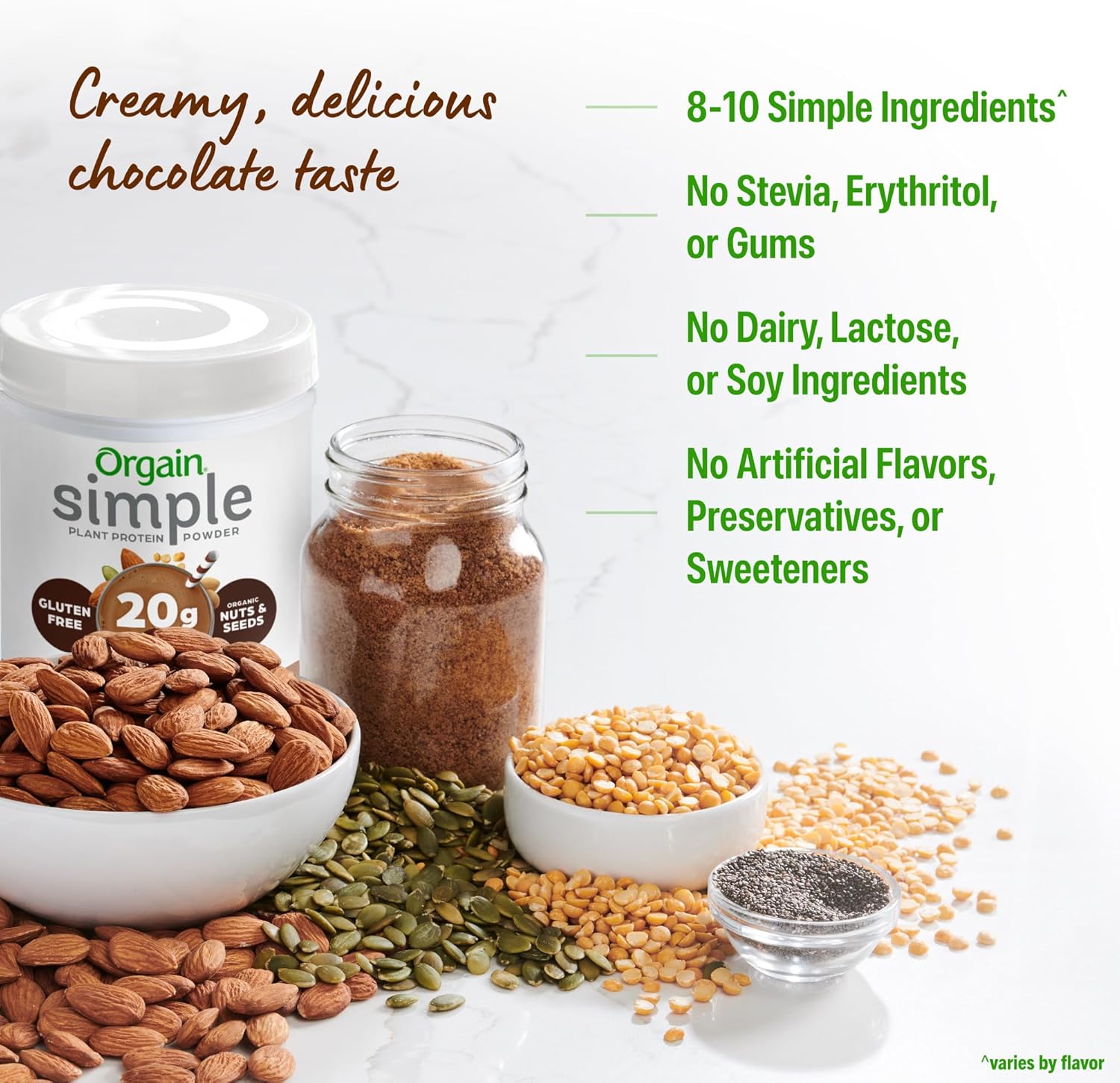 Orgain Organic Simple Vegan Protein Powder, Chocolate - 20g Plant Based - View 6