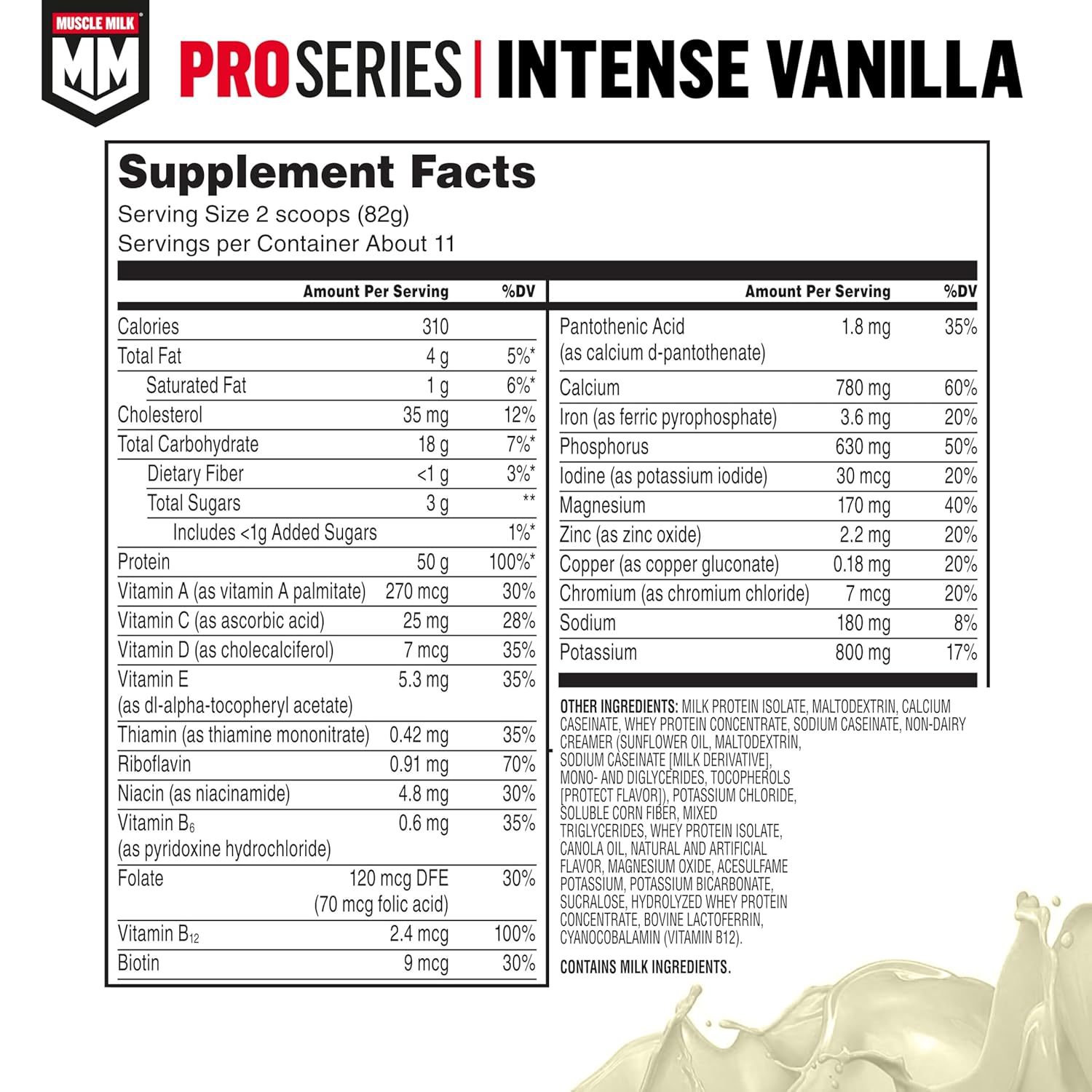 Muscle Milk Pro Series Protein Powder Supplement, Intense Vanilla, 2 Pound, 11 - View 2