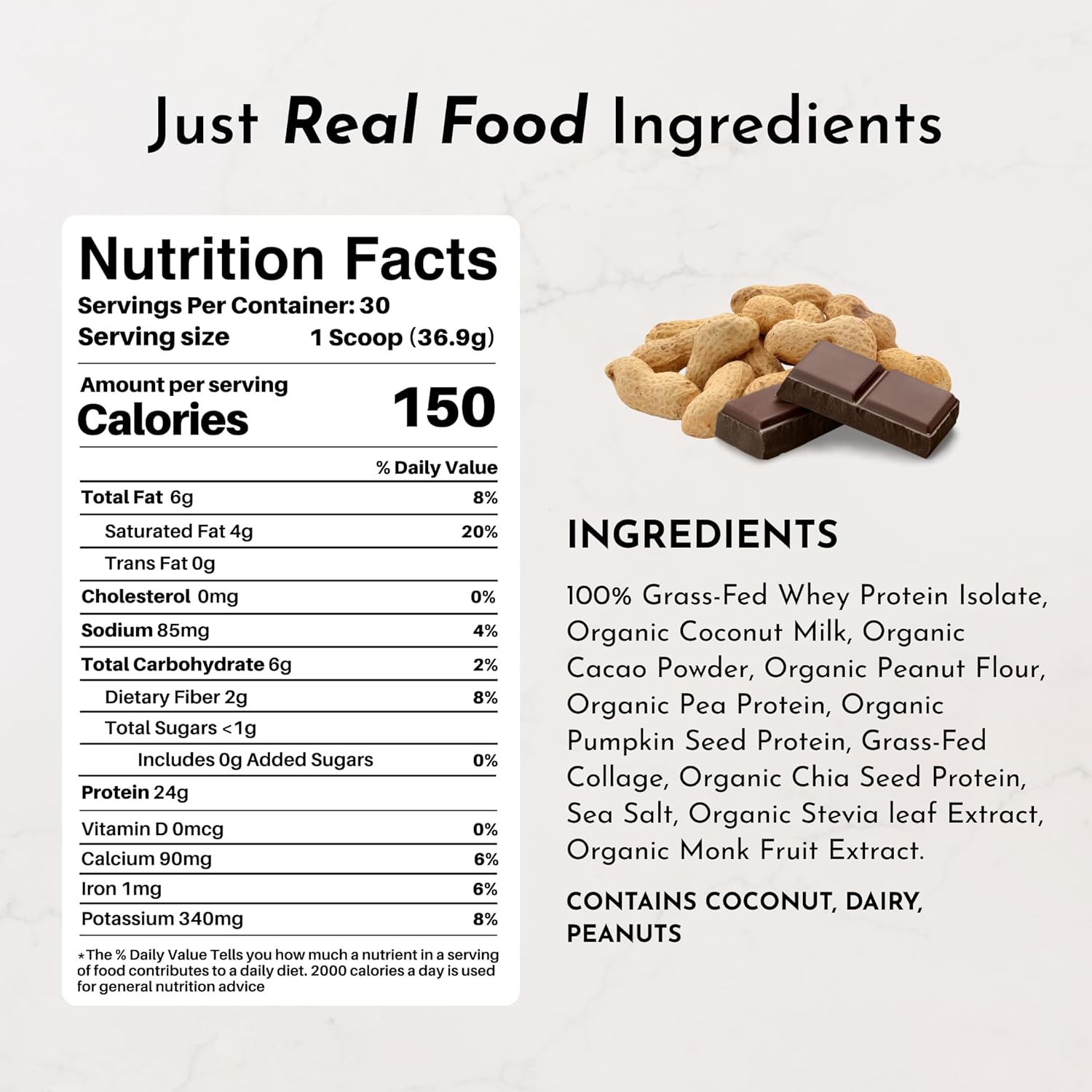 JUST INGREDIENTS Creamy Peanut Butter Chocolate Protein Powder – - View 2