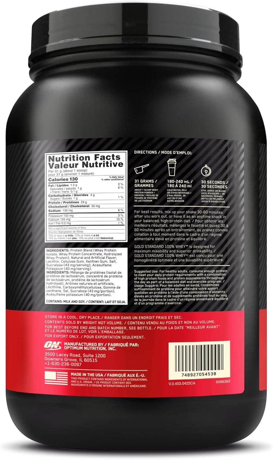 Optimum Nutrition Gold Standard 100% Whey Protein Powder, Vanilla Ice Cream, 2 - View 3