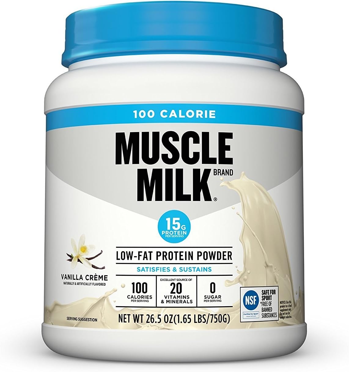 Muscle Milk ZERO, 100 Calorie Protein Powder, Vanilla, 15g Protein, 1.65 Pound,