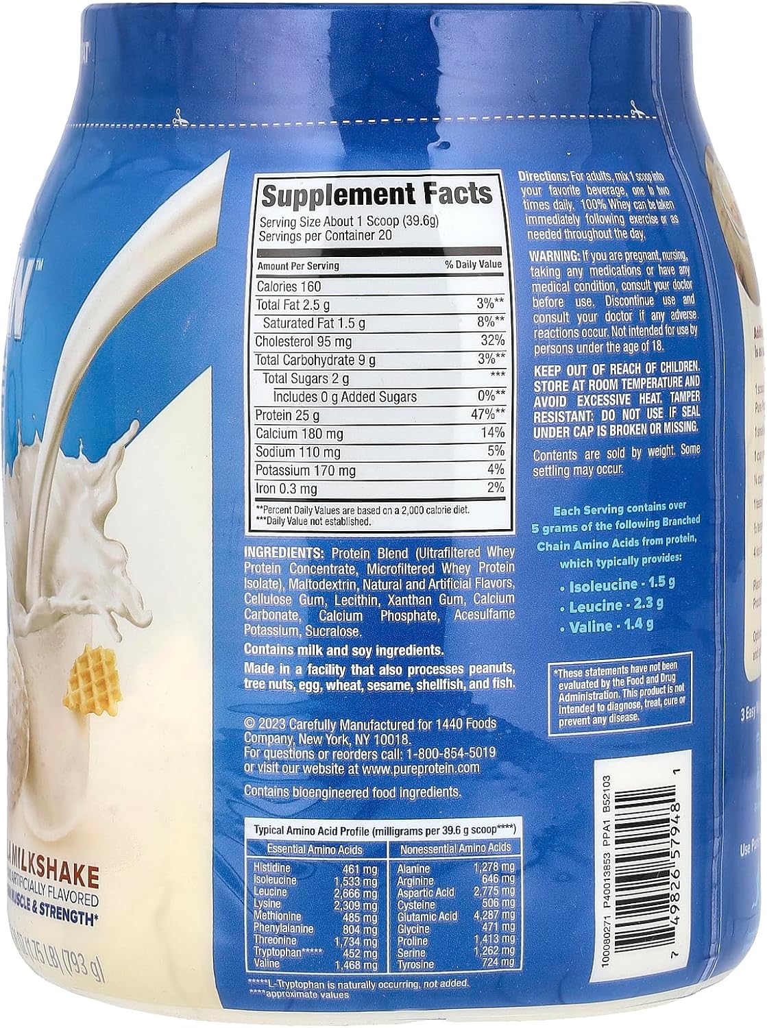Pure Protein Powder, Whey, High Protein, Low Sugar, Gluten Free, Vanilla Cream, - View 2