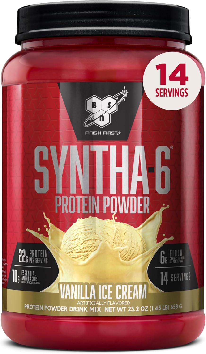 BSN SYNTHA-6 Premium Protein Powder with 6g of Fiber, Whey Isolate, Micellar