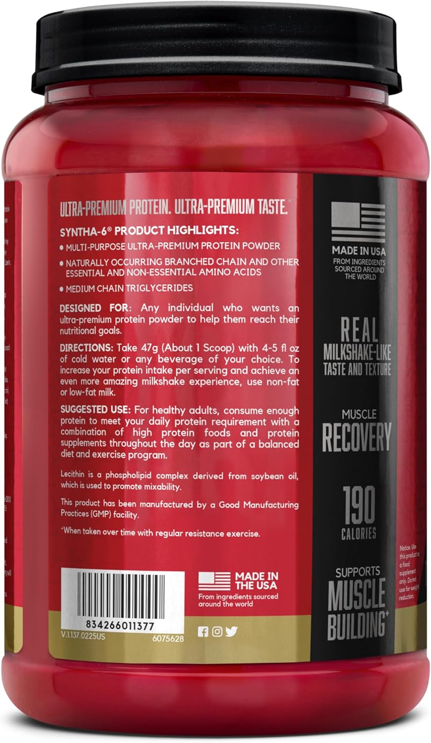 BSN SYNTHA-6 Premium Protein Powder with 6g of Fiber, Whey Isolate, Micellar - View 6