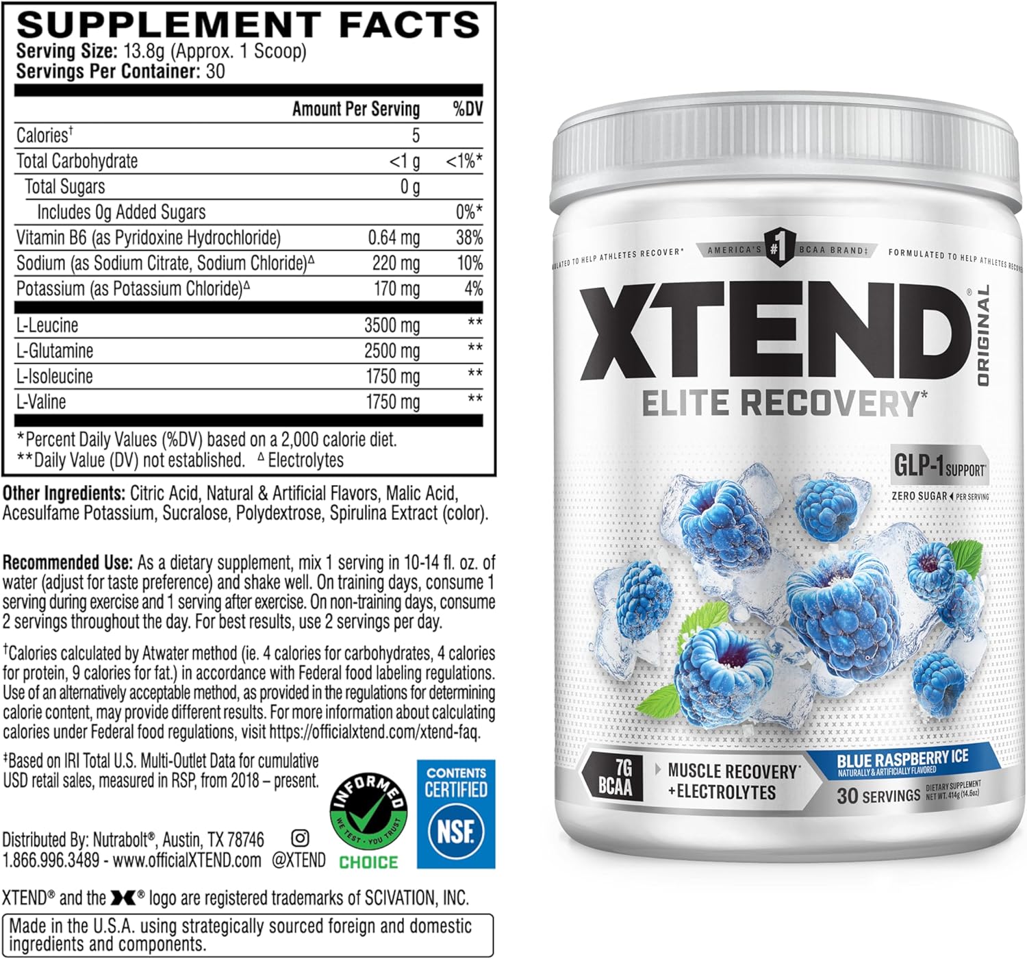 Xtend Original BCAA Powder, 7g BCAAs and 2.5g L-Glutamine for Muscle Recovery - View 2