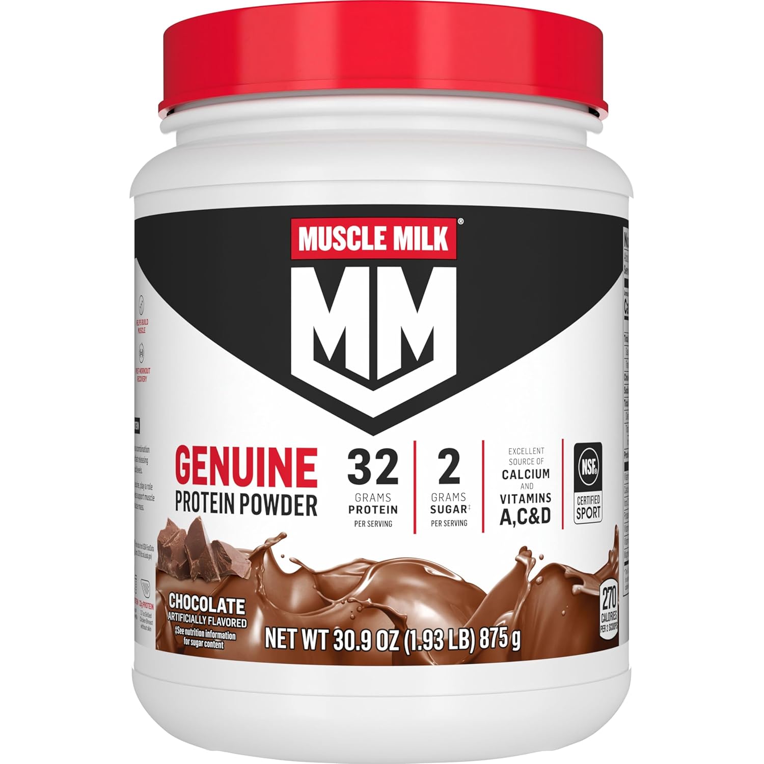 Muscle Milk Genuine Protein Powder, Chocolate, 1.93 Pounds, 13 Servings, 32g