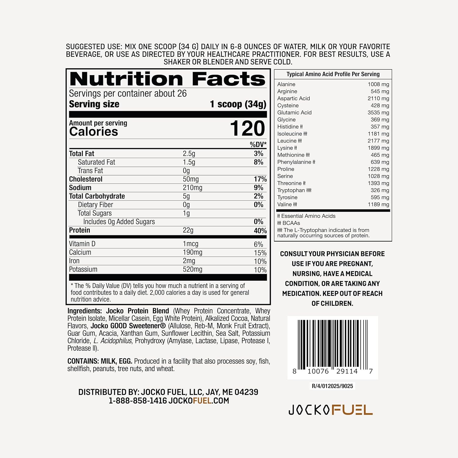 Jocko Fuel Whey Protein Powder, Chocolate Milkshake, 22g Protein, Digestive - View 3