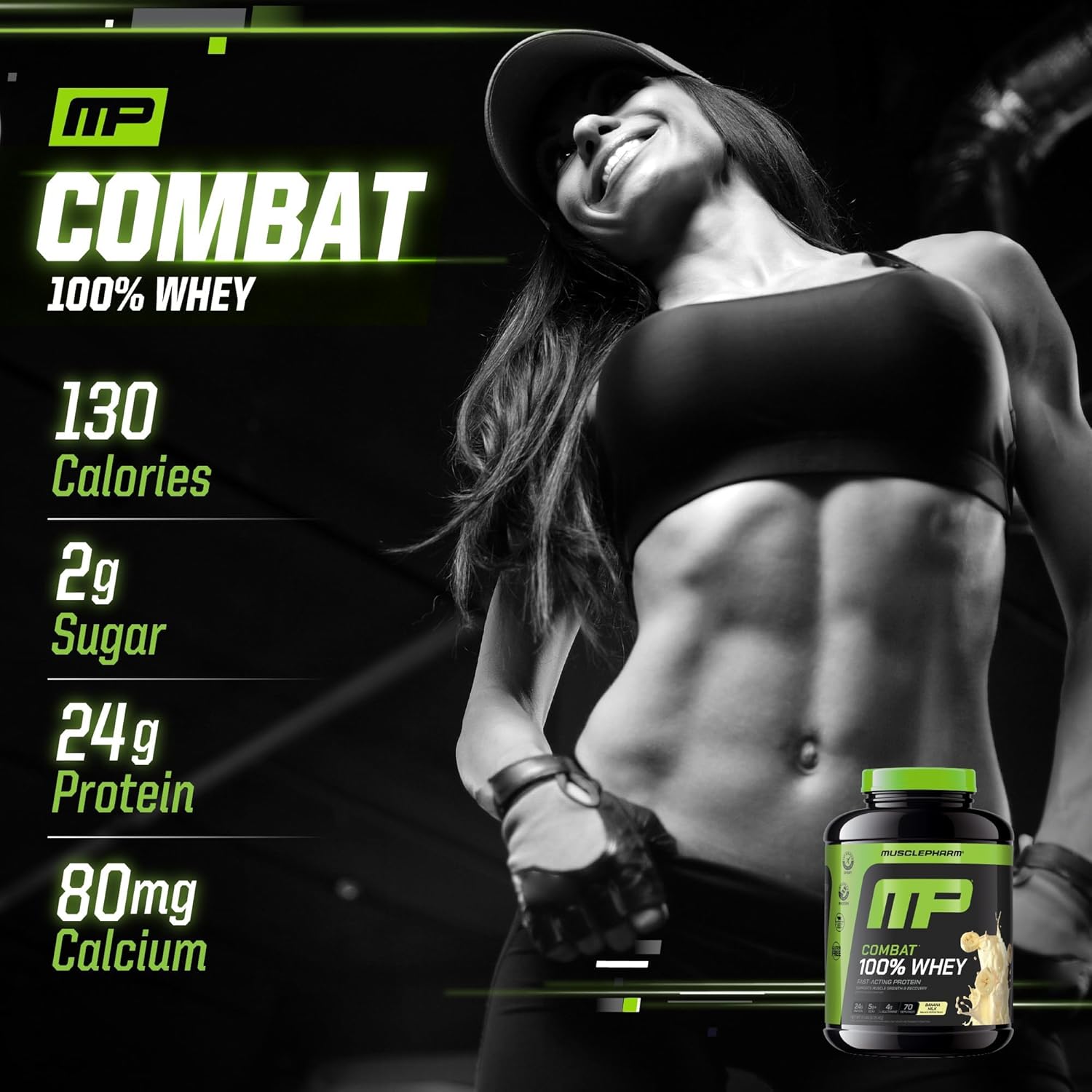 MusclePharm Combat 100% Whey Protein Powder, Banana Milk Flavor, Fast Recovery - View 4