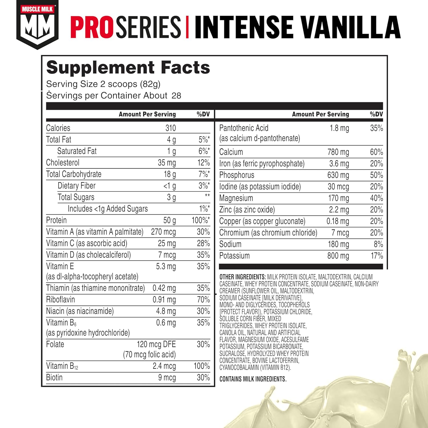 Muscle Milk Pro Series Protein Powder Supplement, Intense Vanilla, 5 Pound, 28 - View 2