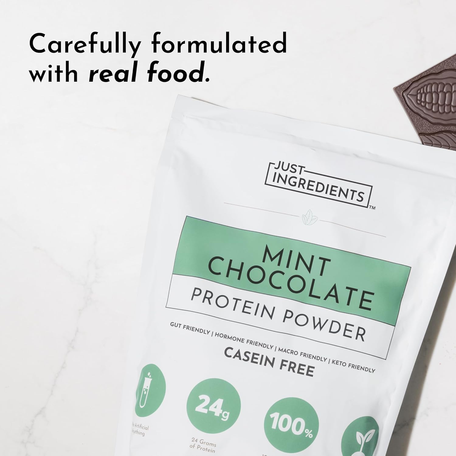 JUST INGREDIENTS Mint Chocolate Protein Powder – 30 Serving Bag – Grass-Fed - View 6
