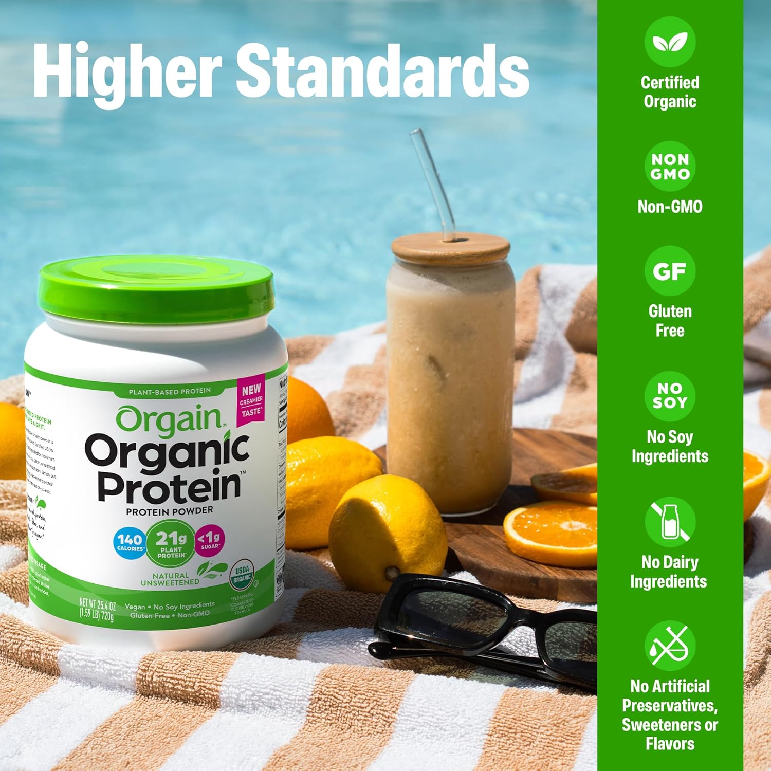 Orgain Organic Vegan Protein Powder, Natural Unsweetened - 21g of Unflavored - View 4