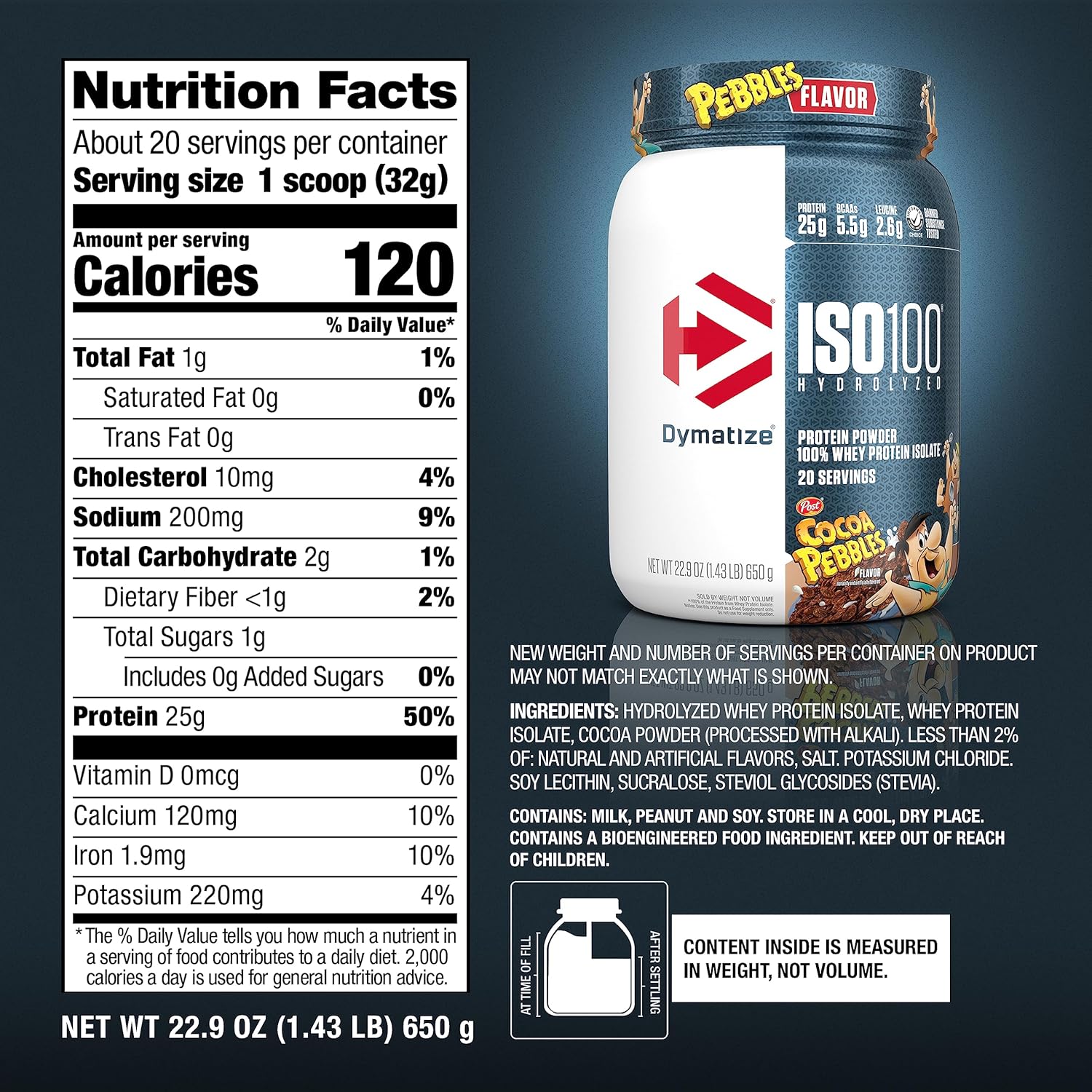 Dymatize x Cocoa Pebbles ISO100 Whey Protein Powder Isolate, 25g of Protein, 20 - View 5