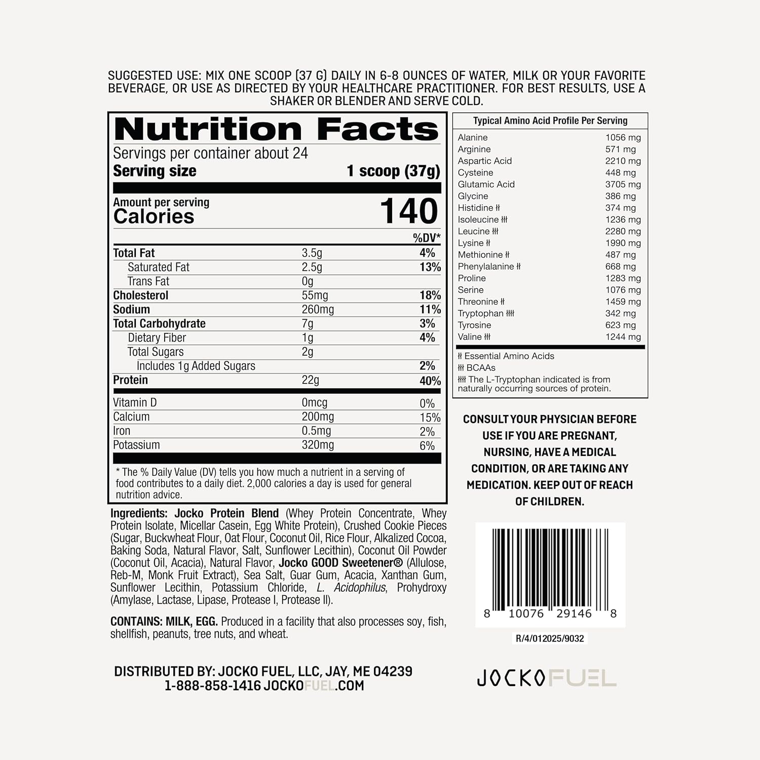 Jocko Fuel Whey Protein Powder, Cookies & Cream, 22g Protein, Digestive Enzymes - View 2
